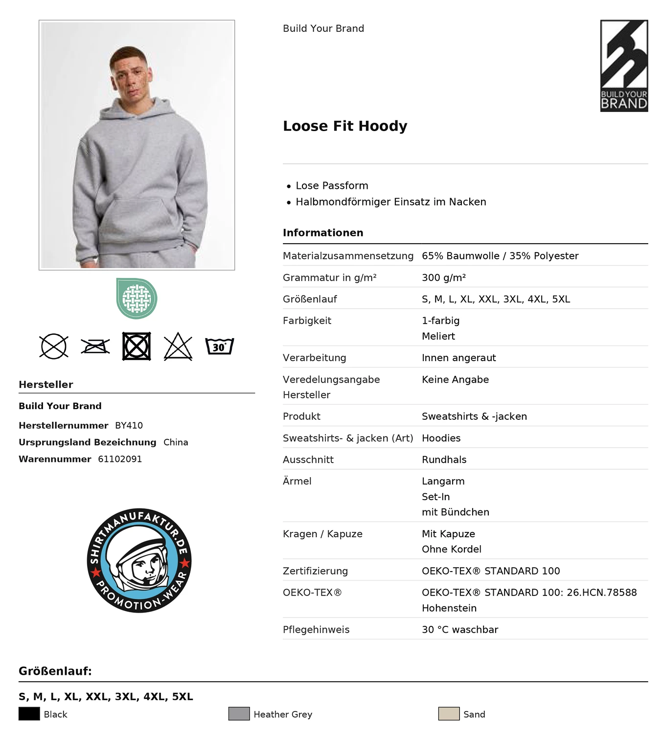 Build Your Brand Loose Fit Hoodie