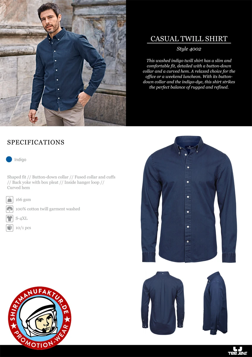 Tee Jays Mens Casual Twill Shirt
