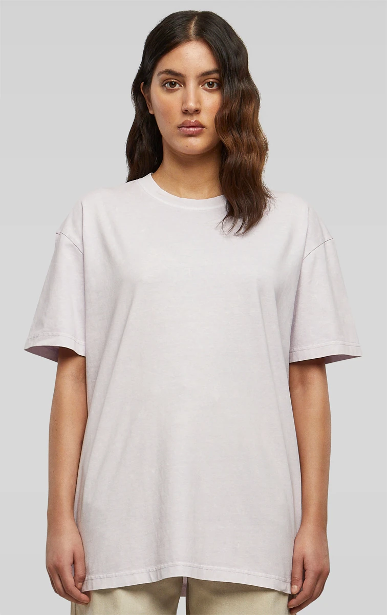 Build Your Brand Ladies Oversized Acid Wash Tee