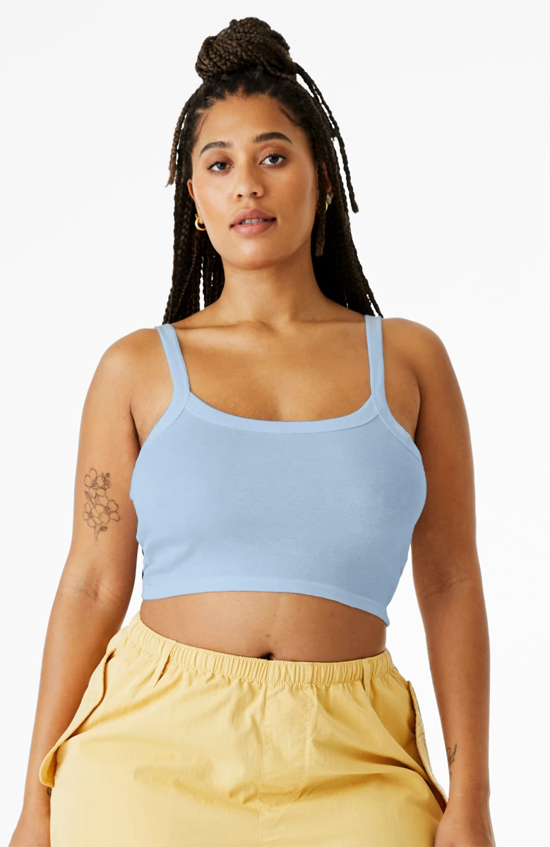 Bella Womens Micro Rib Spaghetti Strap Tank