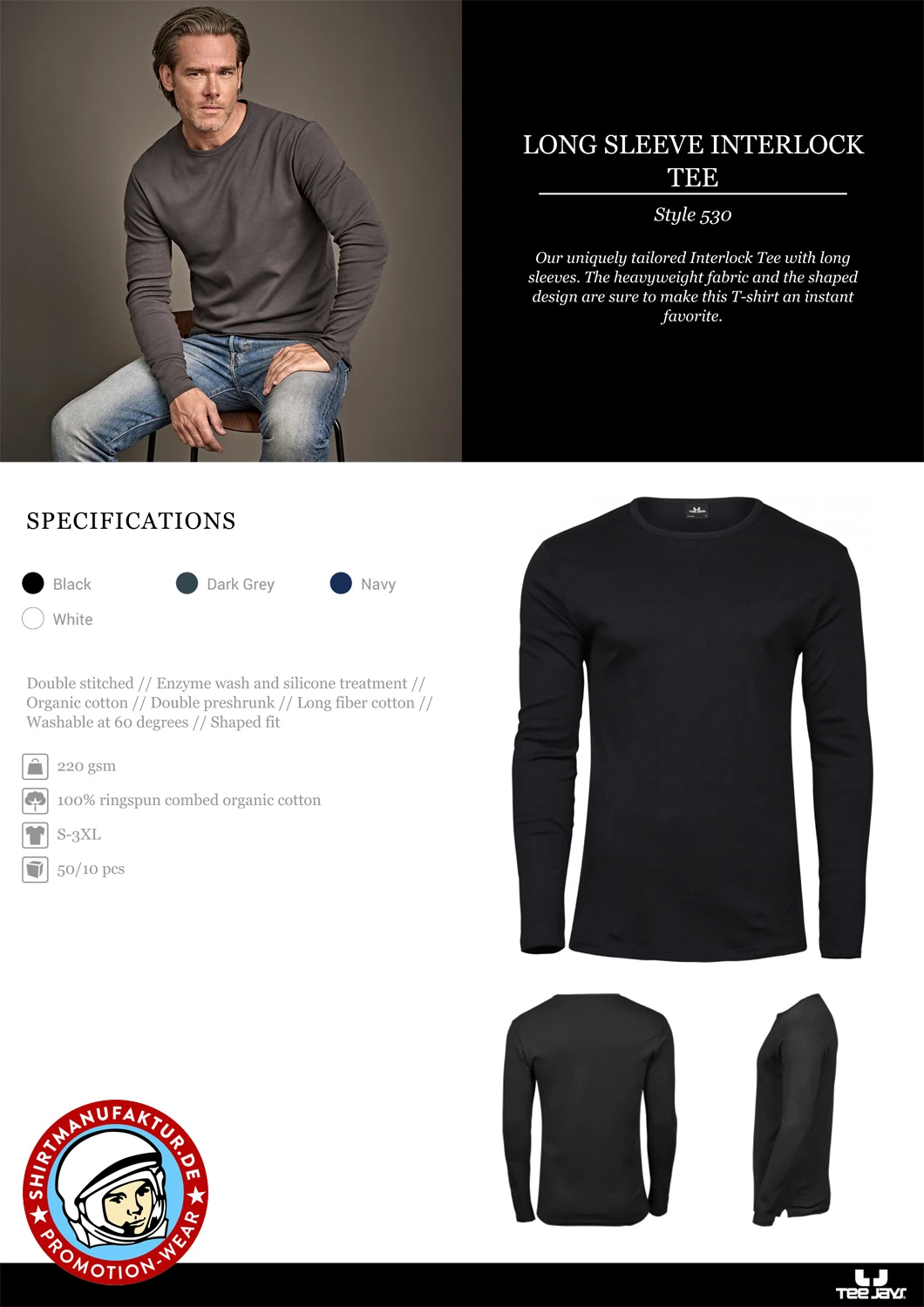 Tee Jays Mens Longsleeve Interlock Tee