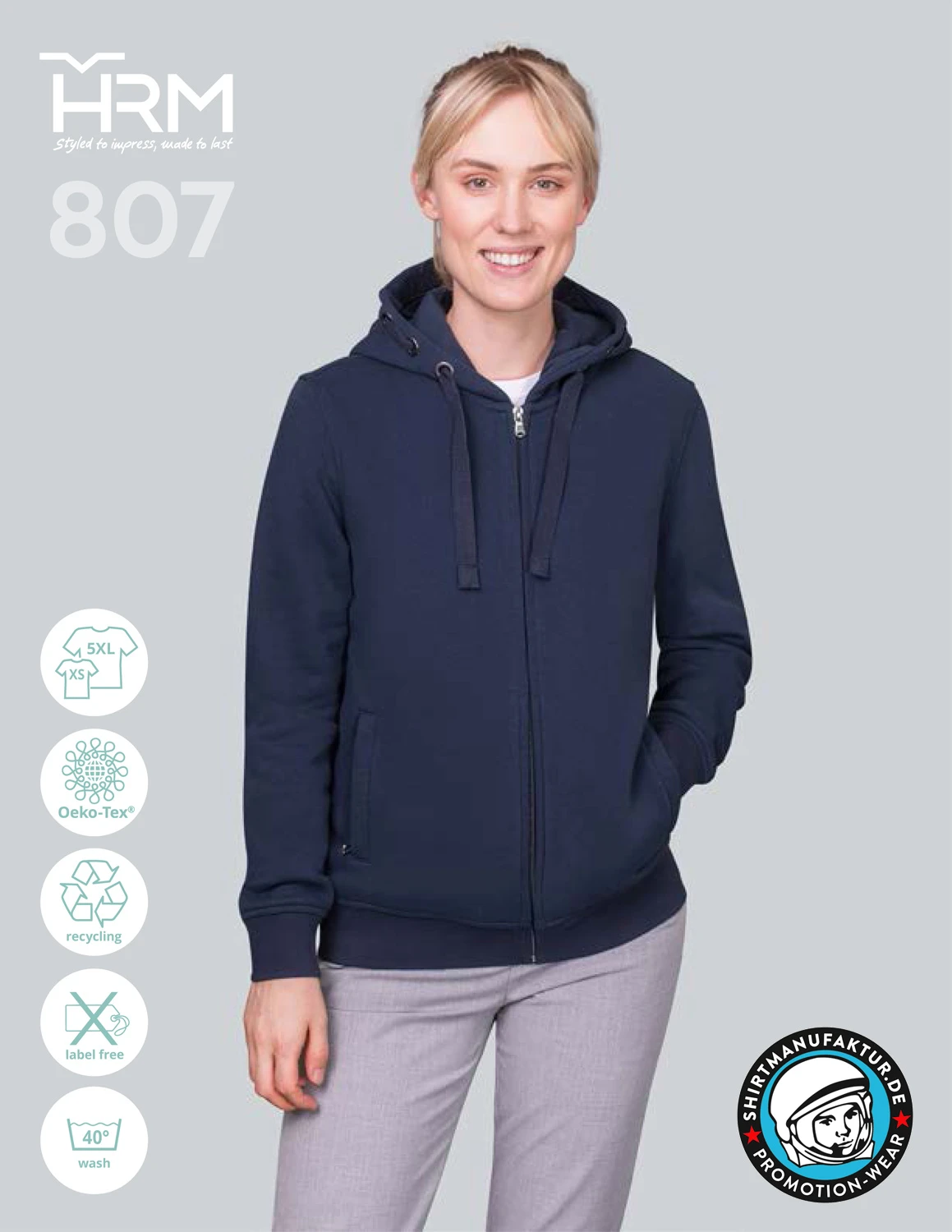 HRM Womens Premium Hooded Jacket