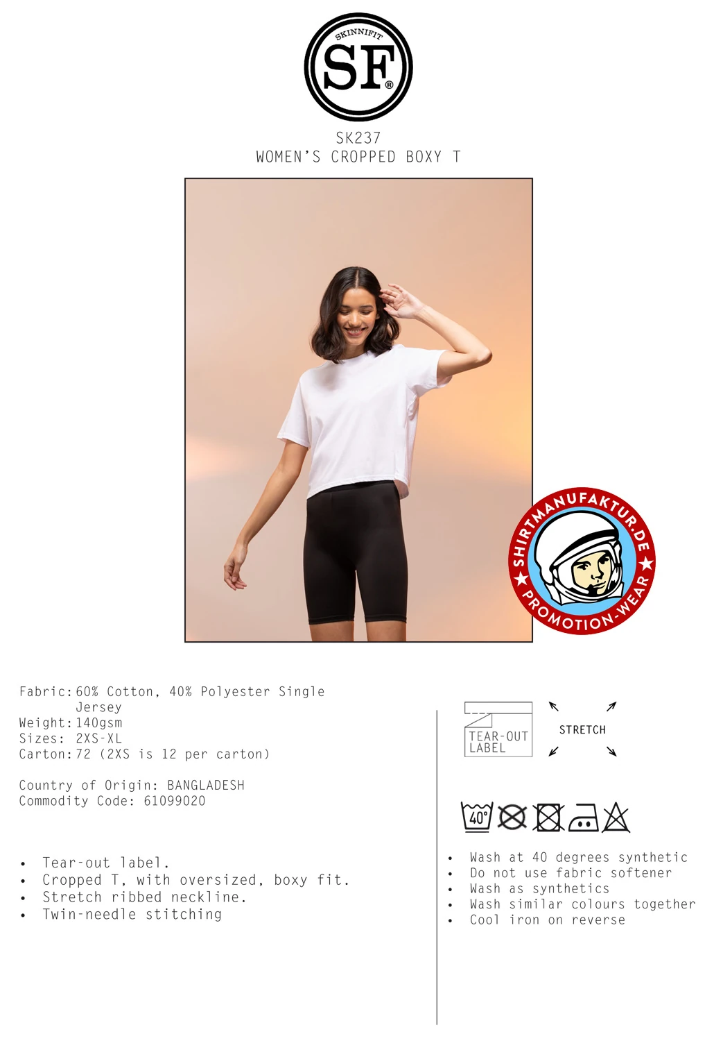 SkinniFit Womens Cropped Boxy T