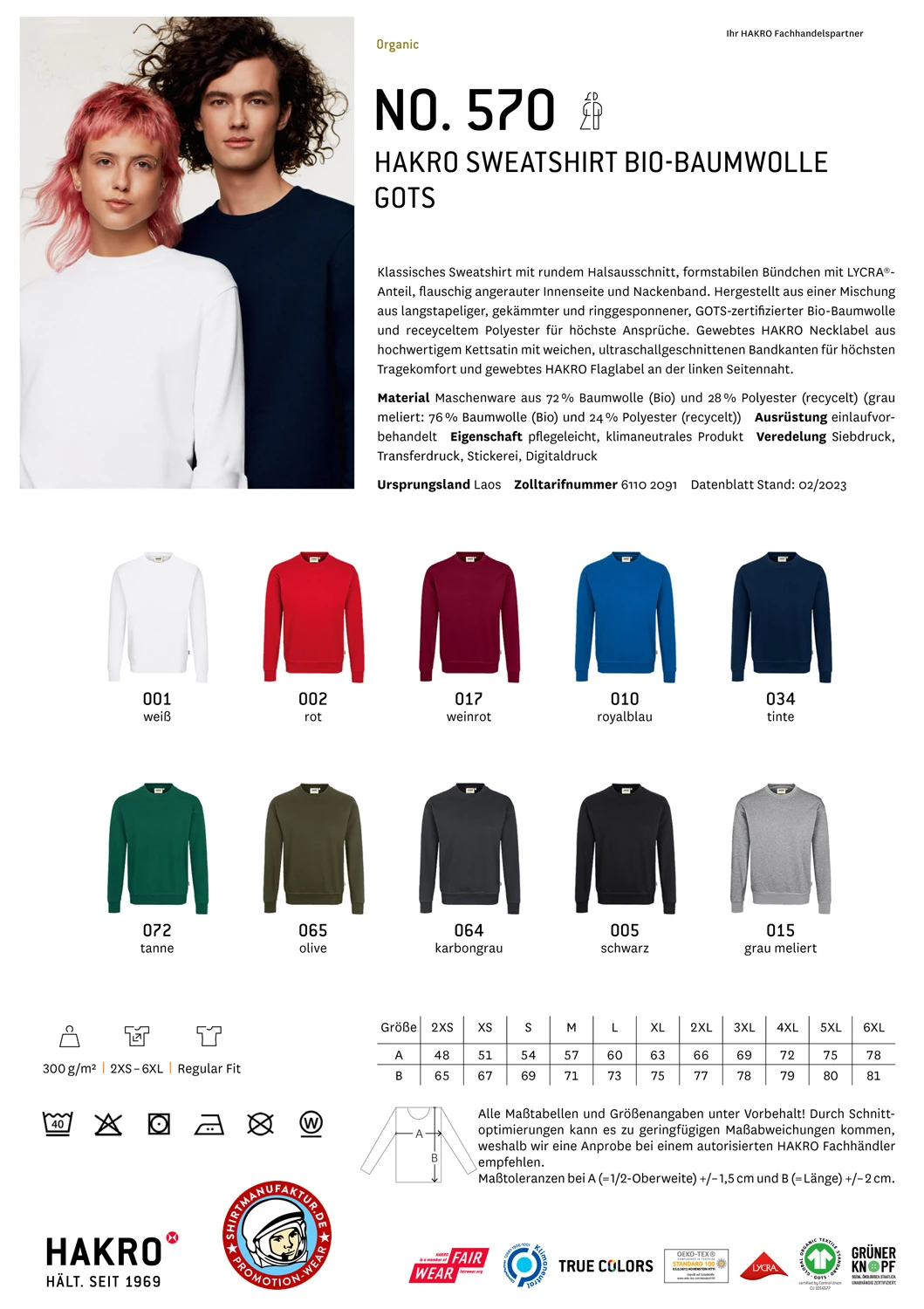 Hakro Sweatshirt Bio-Baumwolle