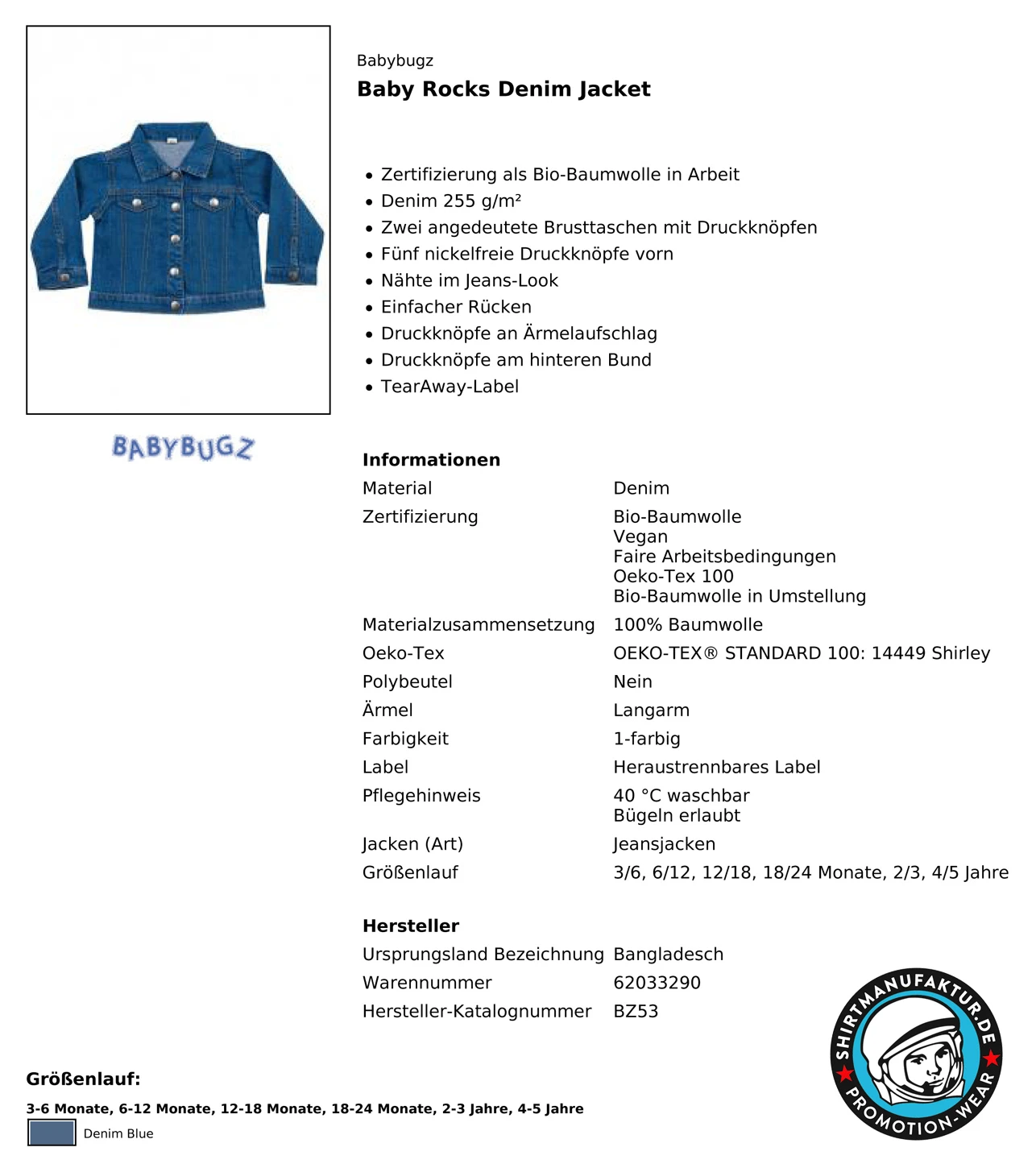 Babybugz Baby Rocks Denim Jacket