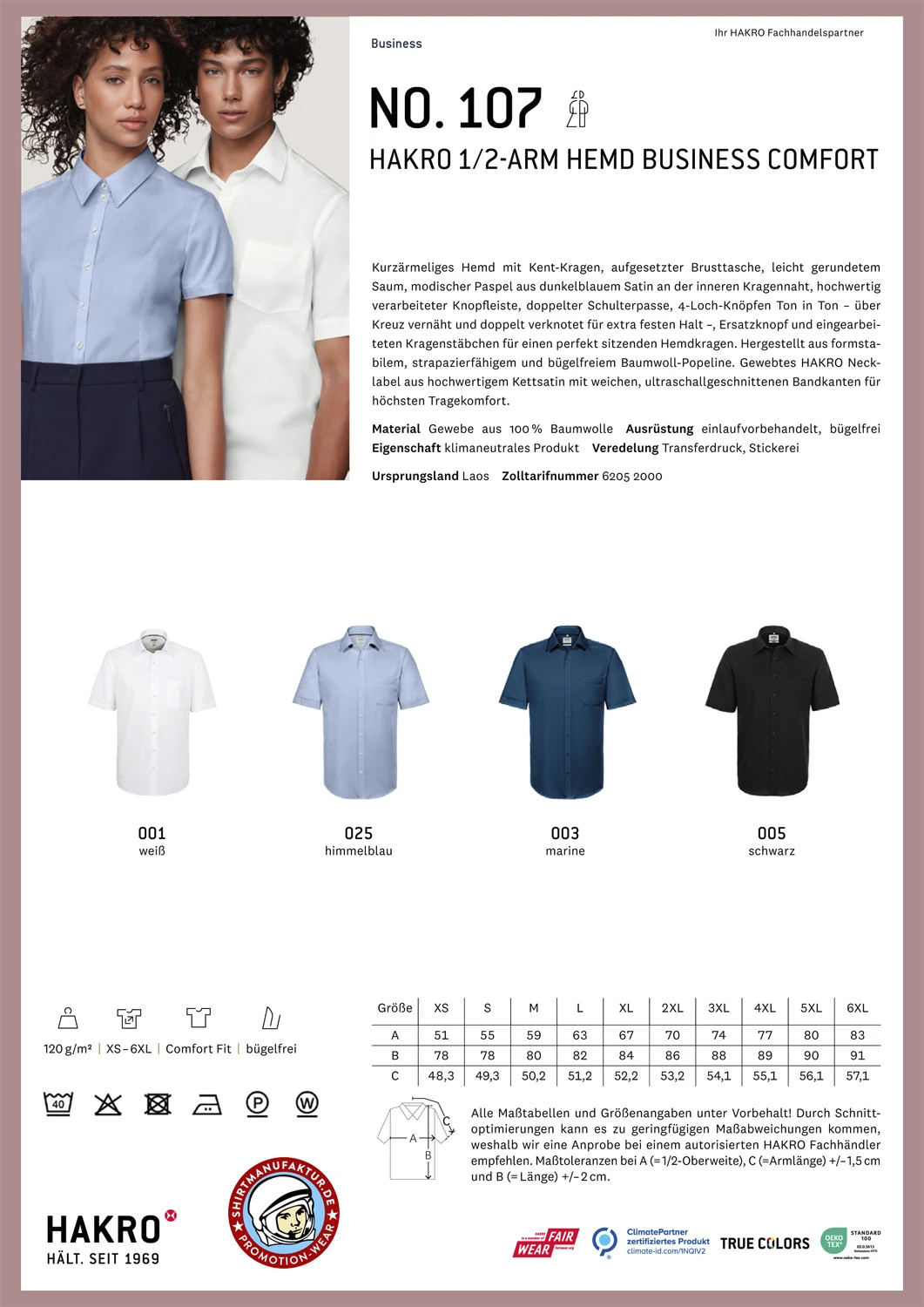 Hakro 1/2 Sleeve Shirt Business Comfort