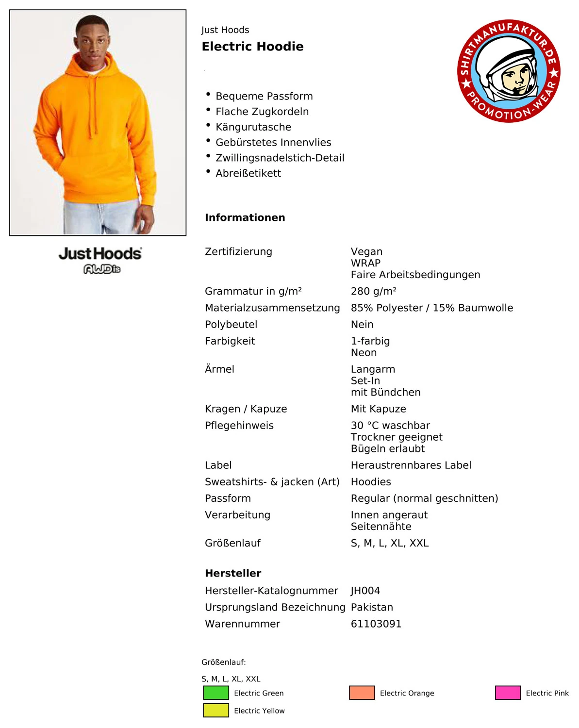 Just Hoods Electric Hoodie