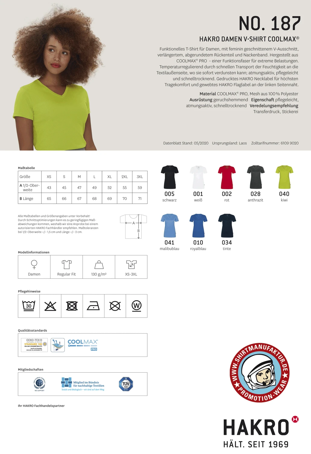 Hakro Ladies V-Shirt COOLMAX