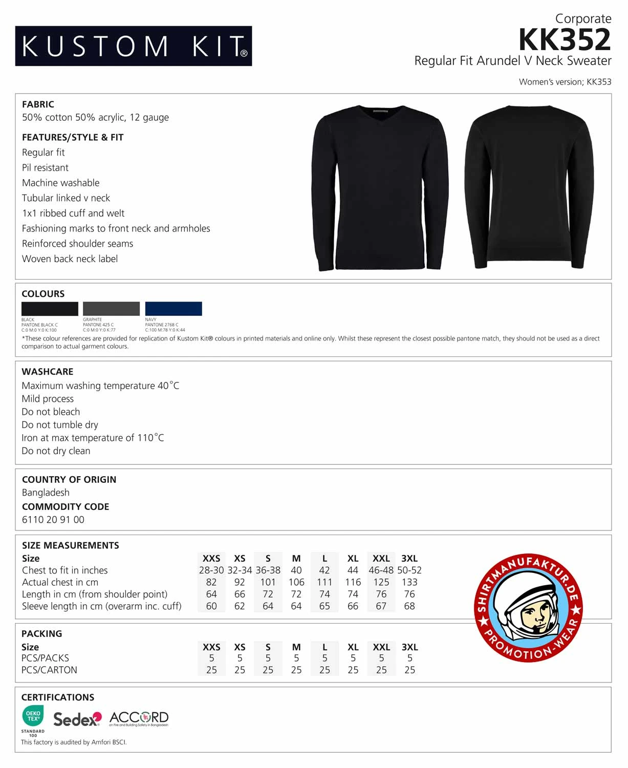 Kustom Kit Arundel V-Neck Sweater