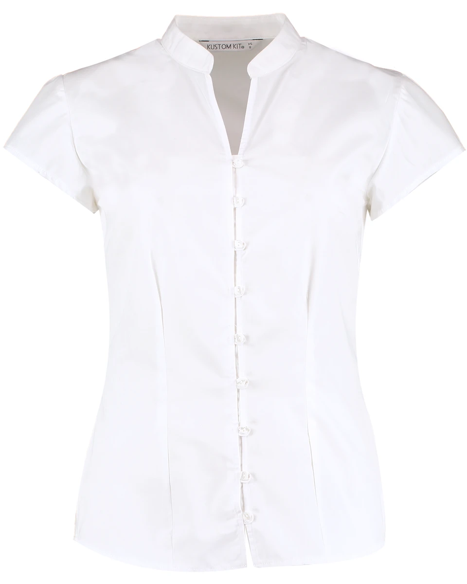 Kustom Kit Womens Mandarin Collar Blouse