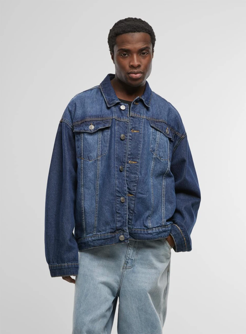 Build Your Brand Heavy Ounce Boxy Denim Jacket