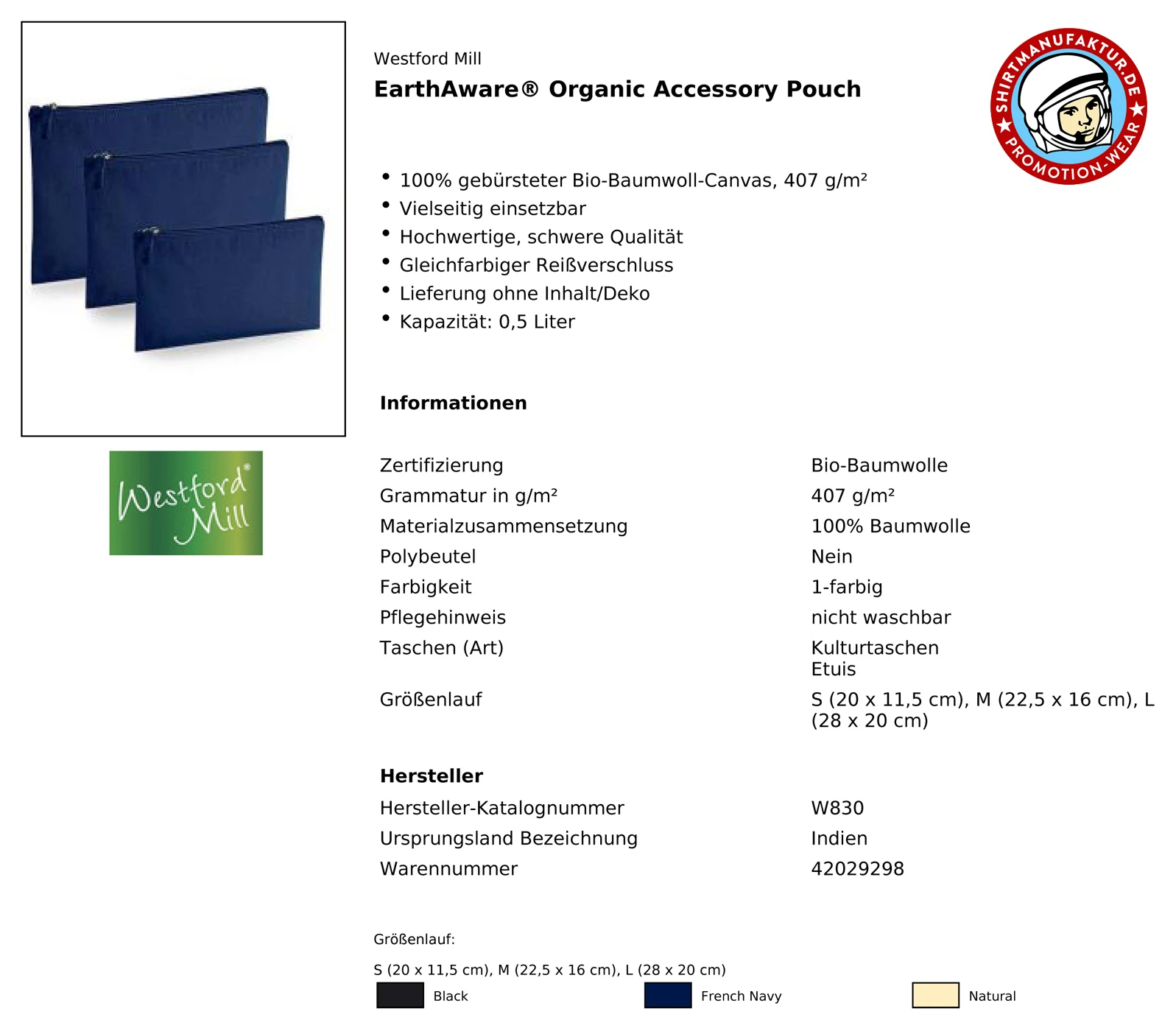 Westford Mill EarthAware Organic Accessory Pouch