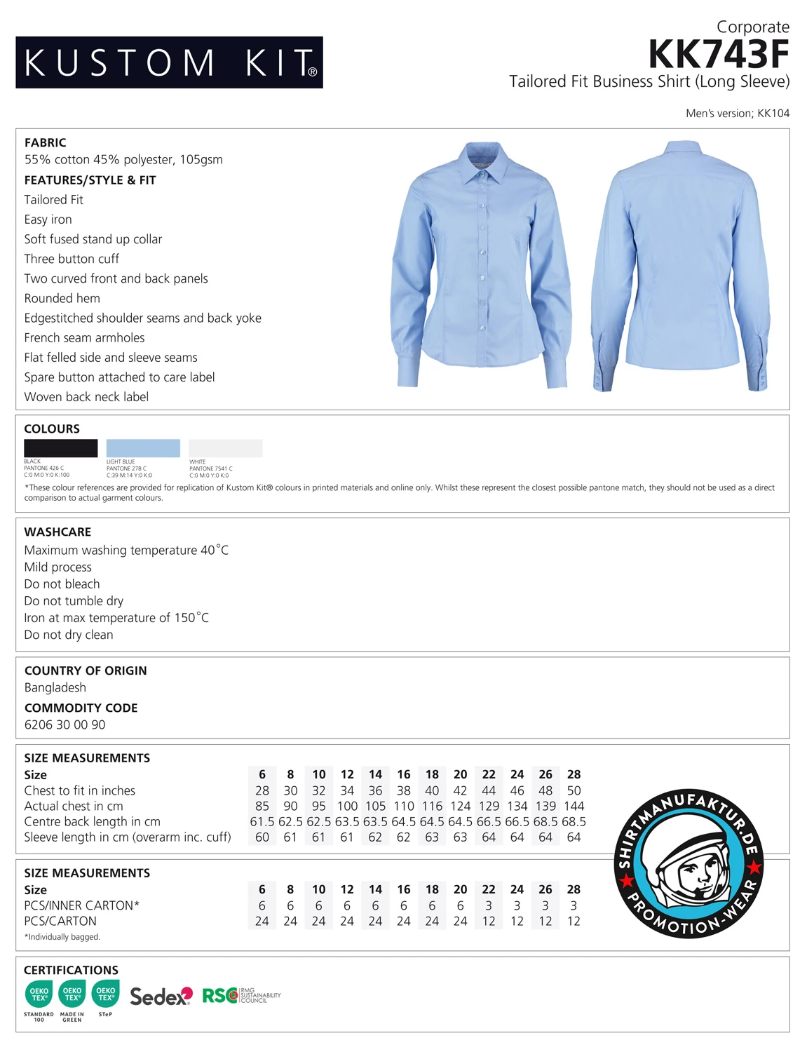 Kustom Kit Womens Business Blouse Longsleeve