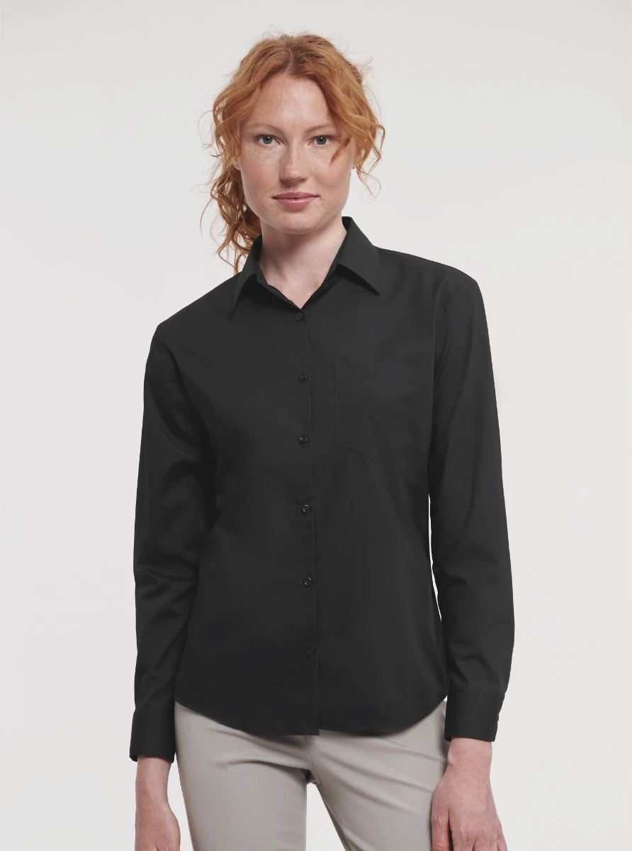Russell Ladies Poly-Cotton Longsleeve Poplin Blouse