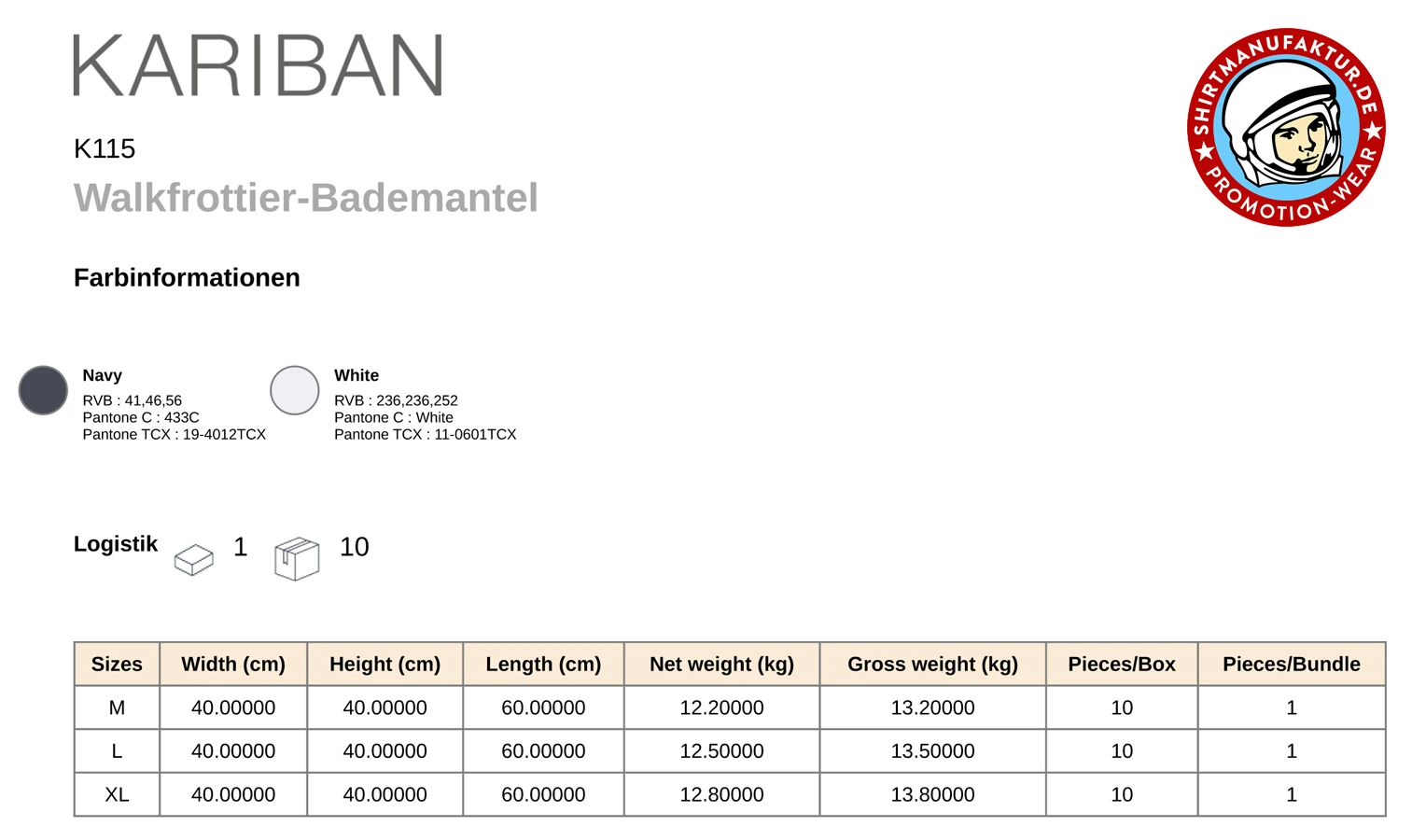Kariban Walkfrottier-Bademantel