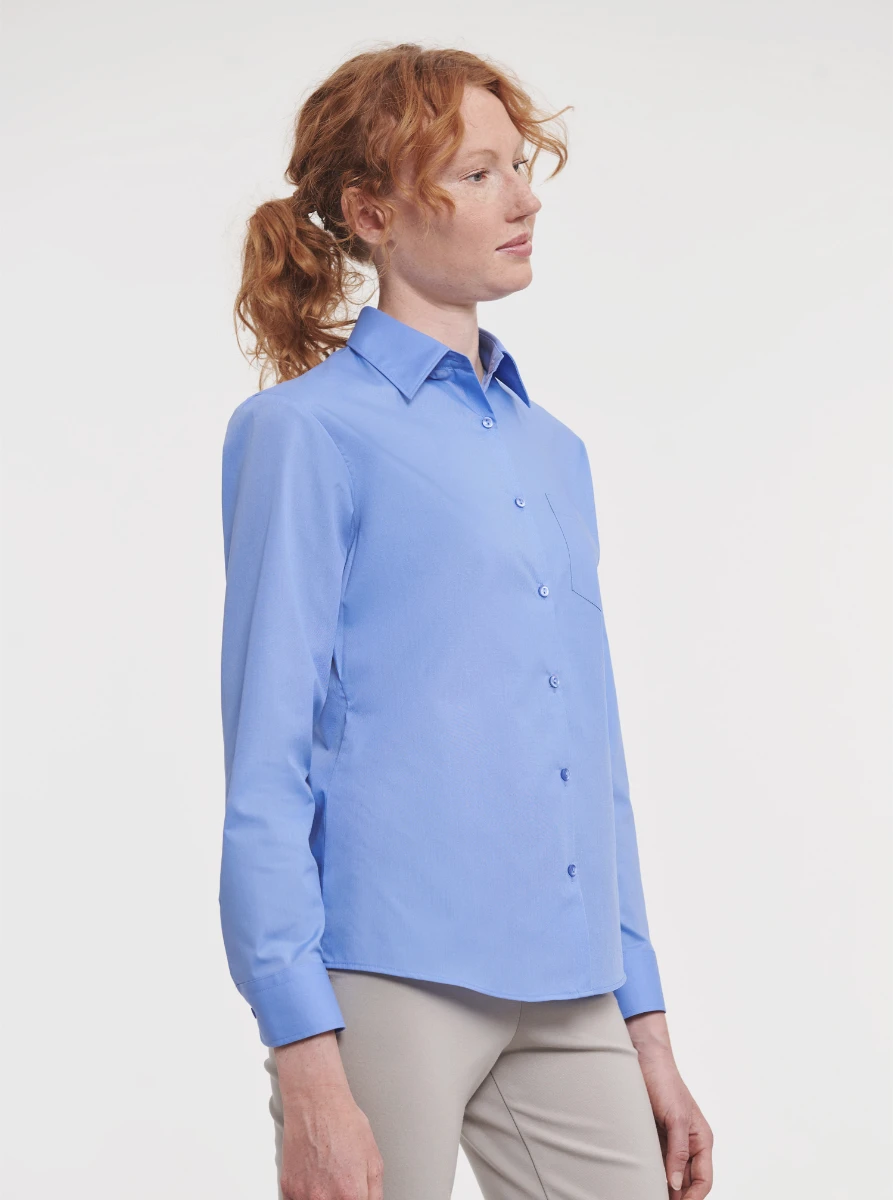 Russell Ladies Poly-Cotton Longsleeve Poplin Blouse