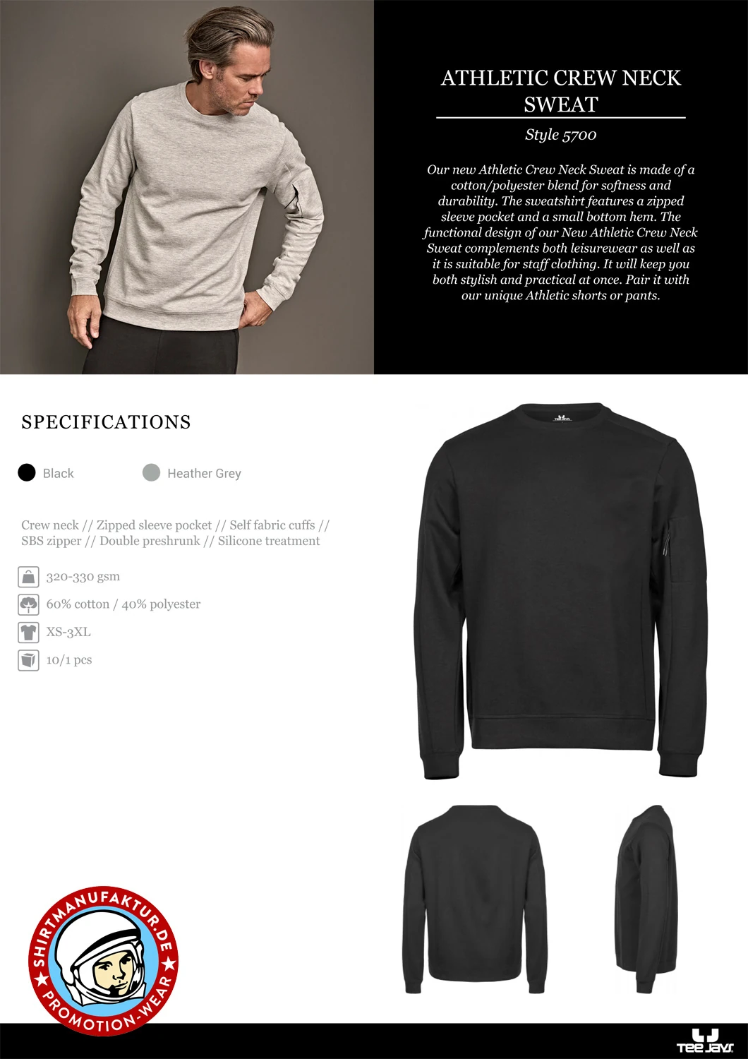 Tee Jays Athletic Crew Neck Sweat
