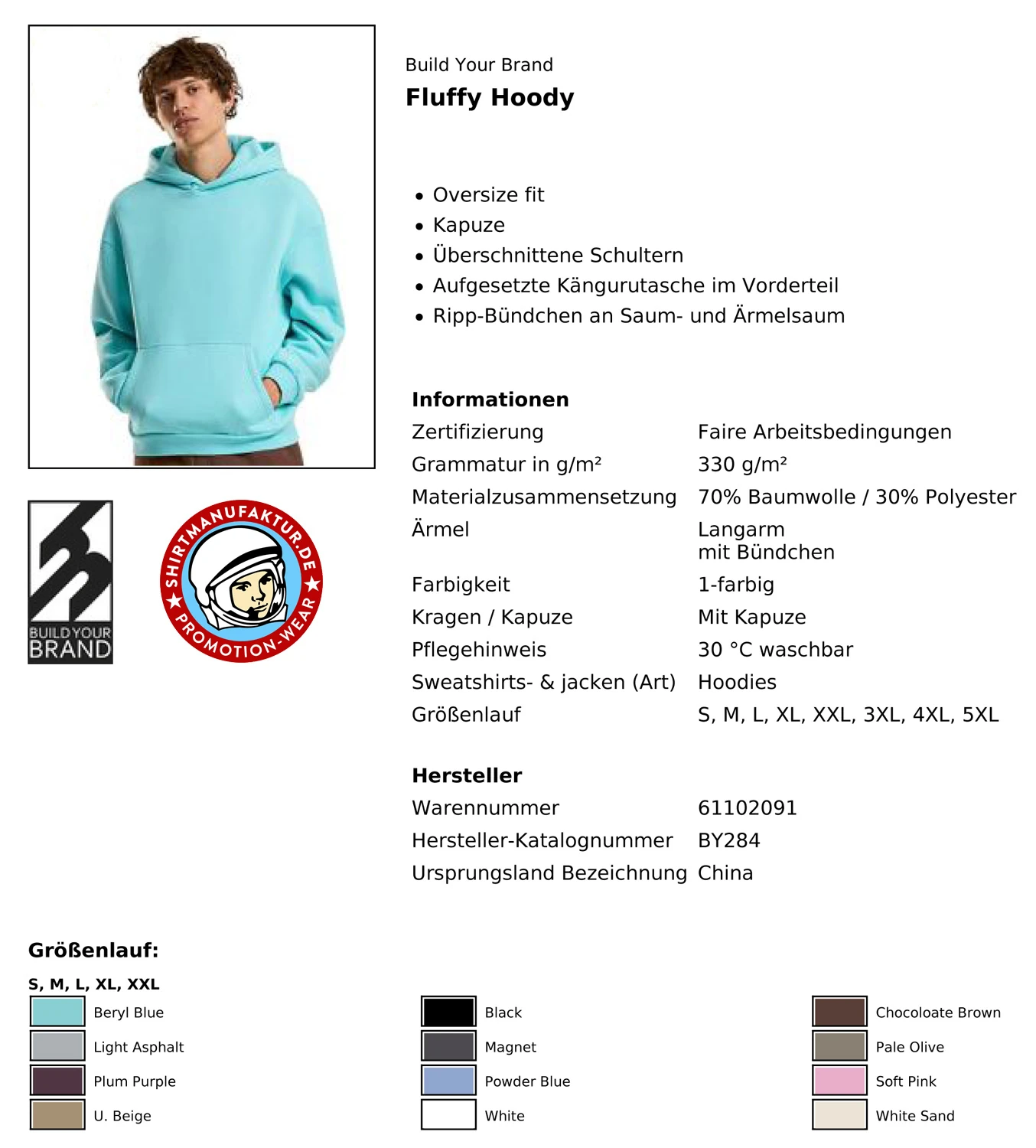 Build Your Brand Fluffy Hoody