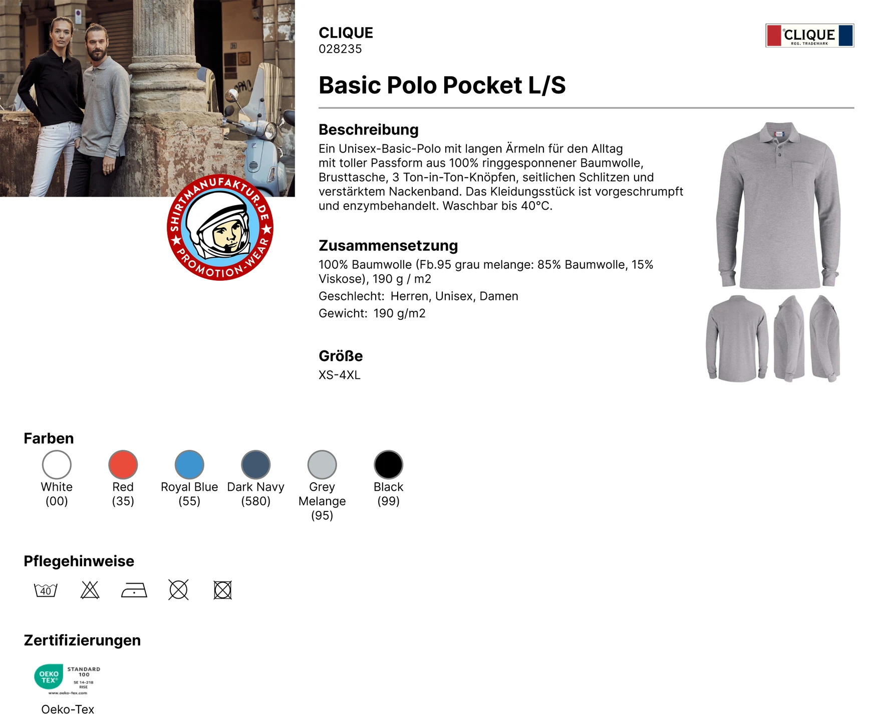 Clique Basic Polo Pocket Longsleeve