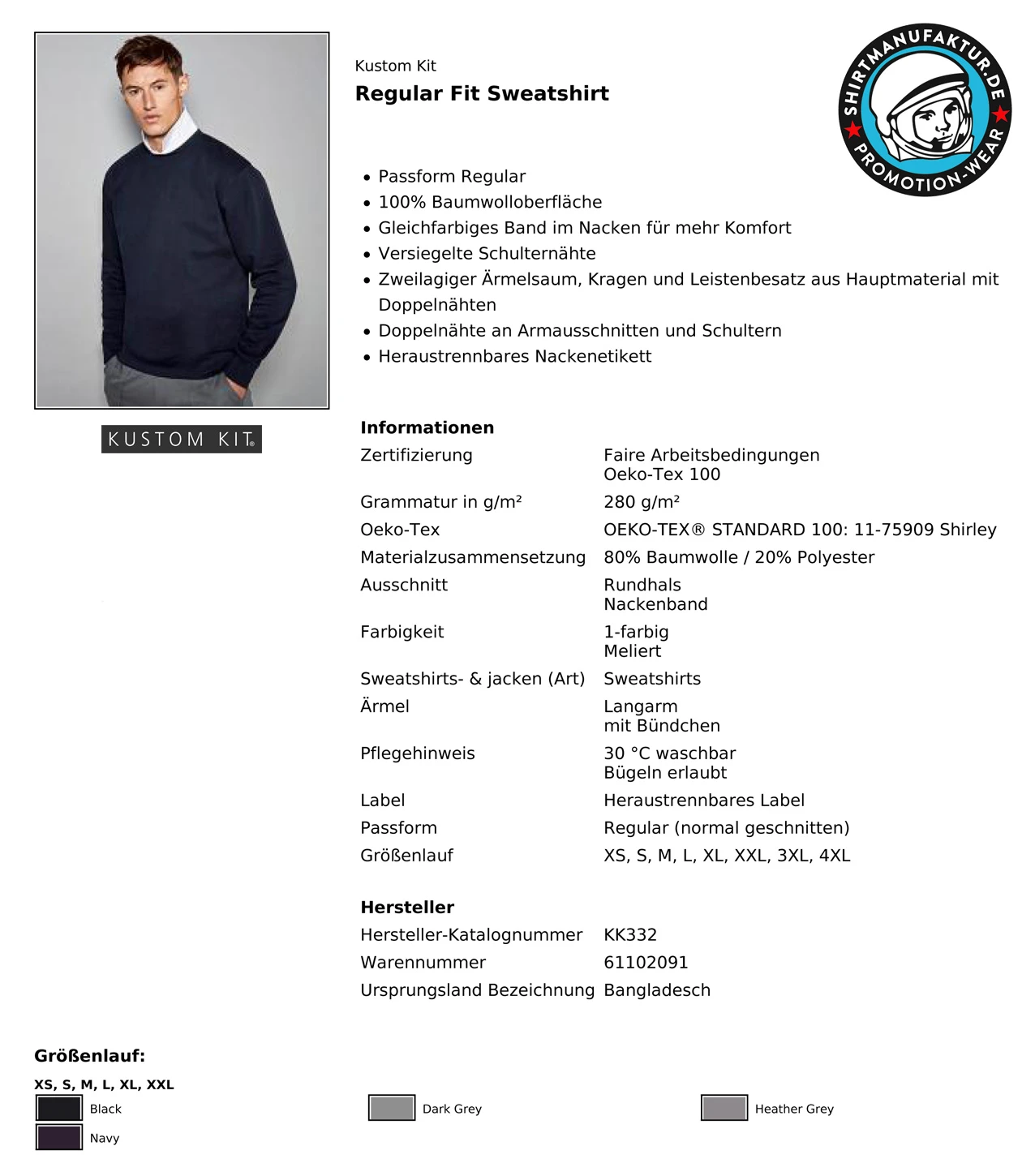 Kustom Kit Regular Fit Sweatshirt
