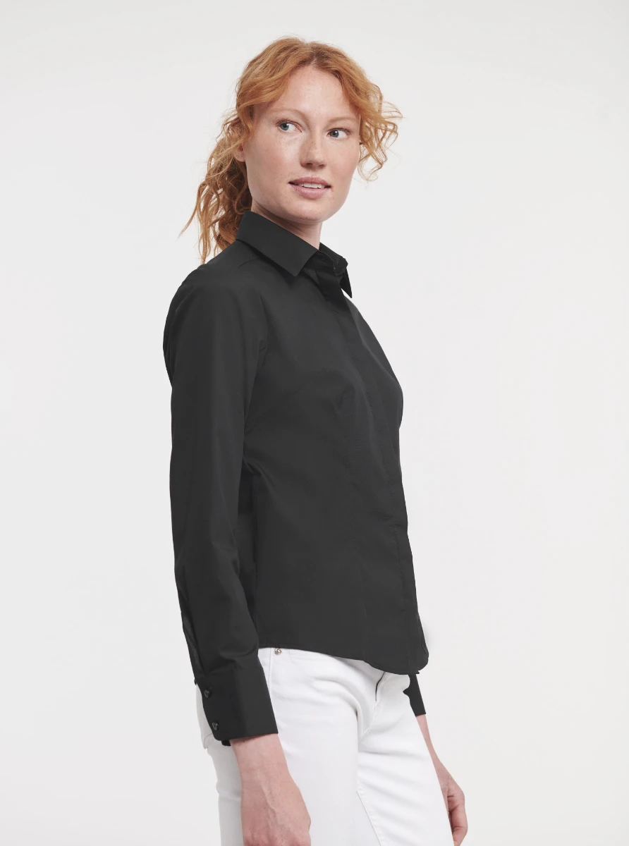 Russell Ladies Poly-Cotton Fitted Longsleeve Poplin Blouse