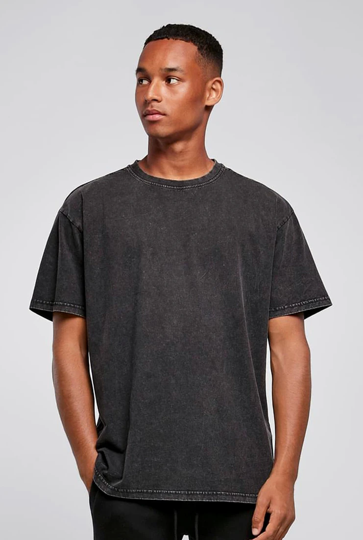 Build Your Brand, Acid Washed Oversized T-Shirt BY189, schwarz