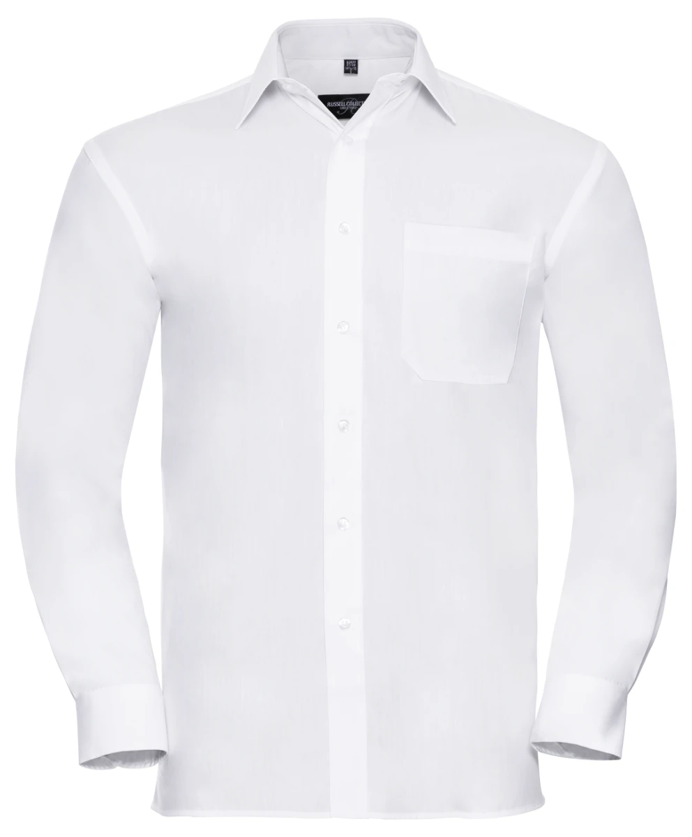 Russell Mens Pure Cotton Longsleeve Poplin Shirt