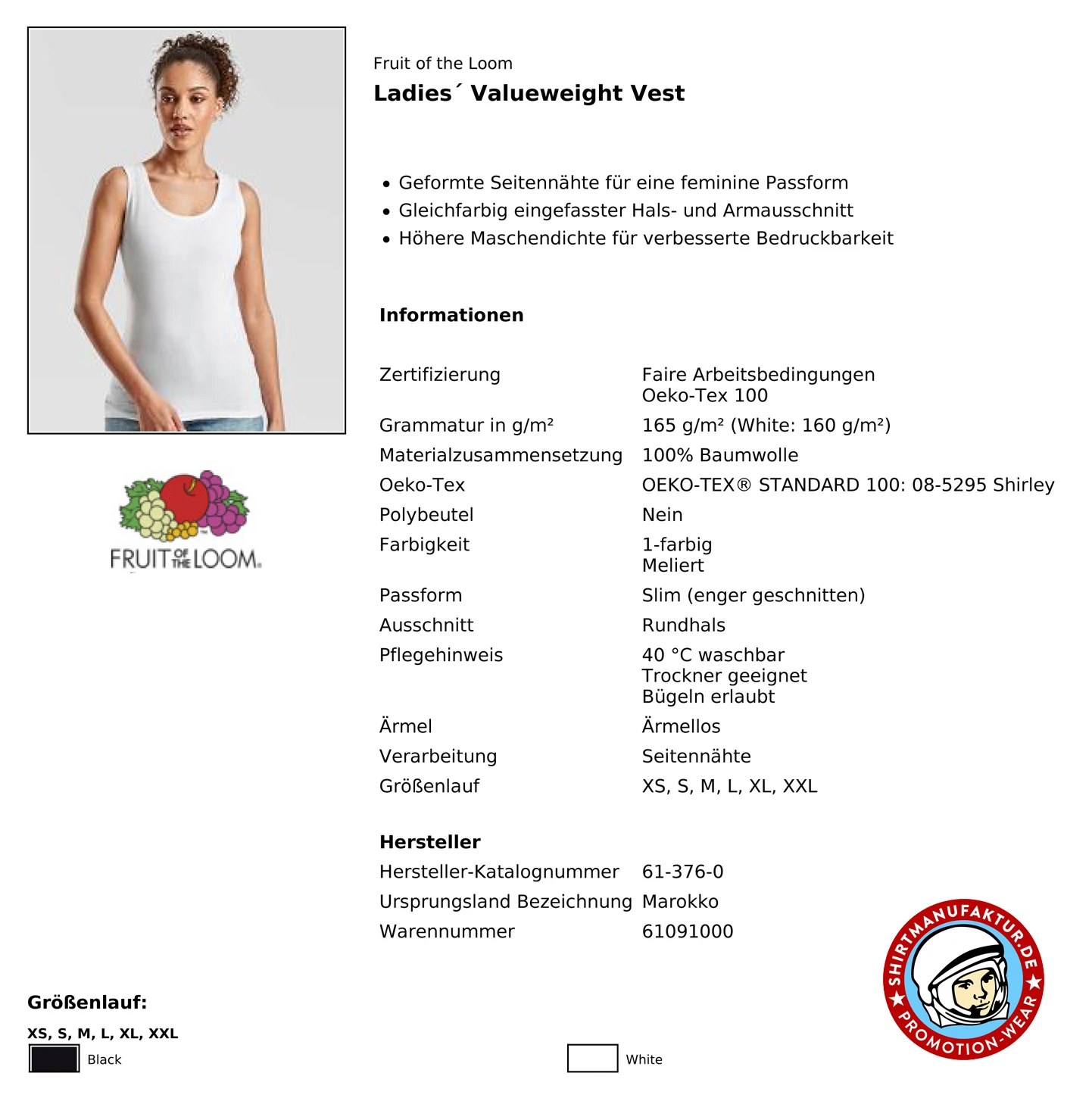 Fruit of the Loom Ladies Valueweight Vest