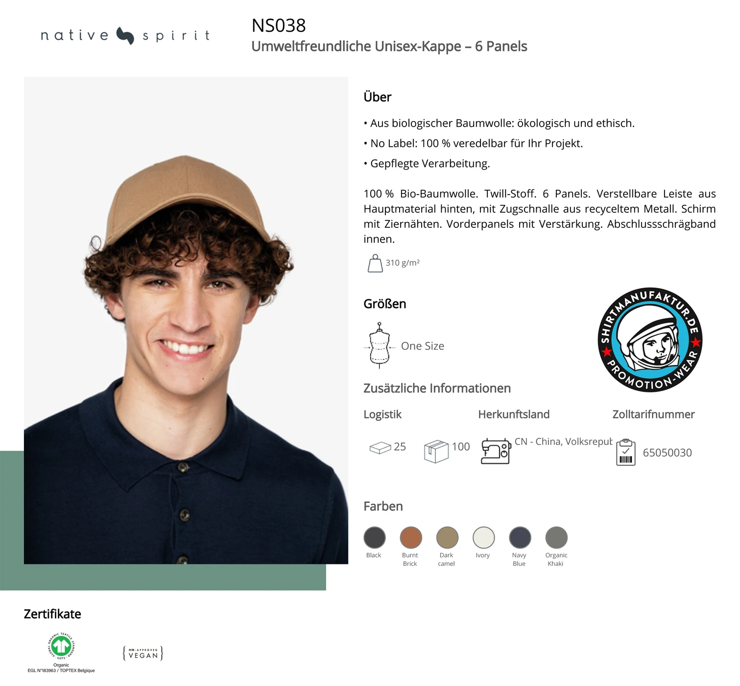 Native Spirit Organic 6-Panel Cap