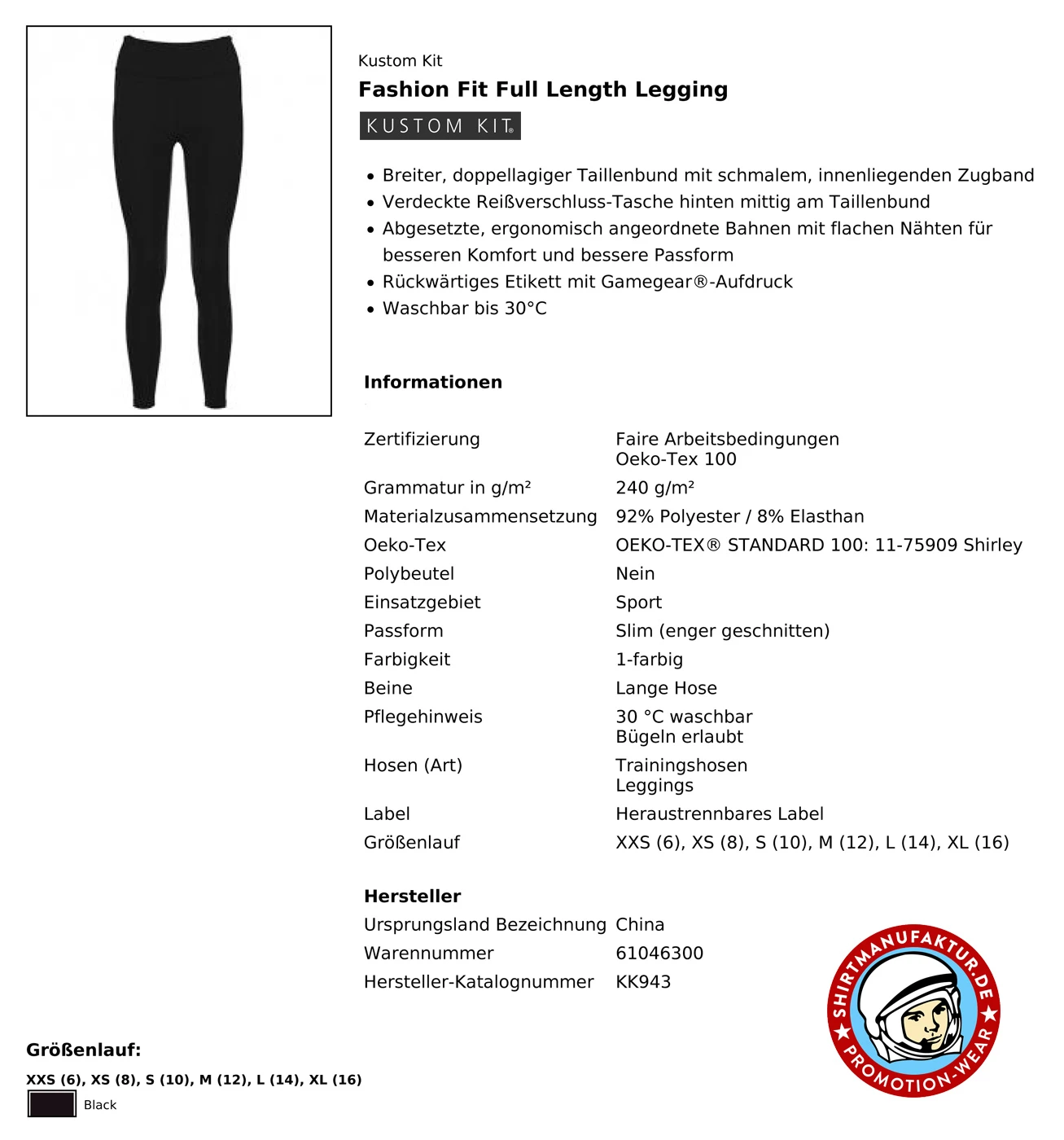 Kustom Kit Full Length Legging