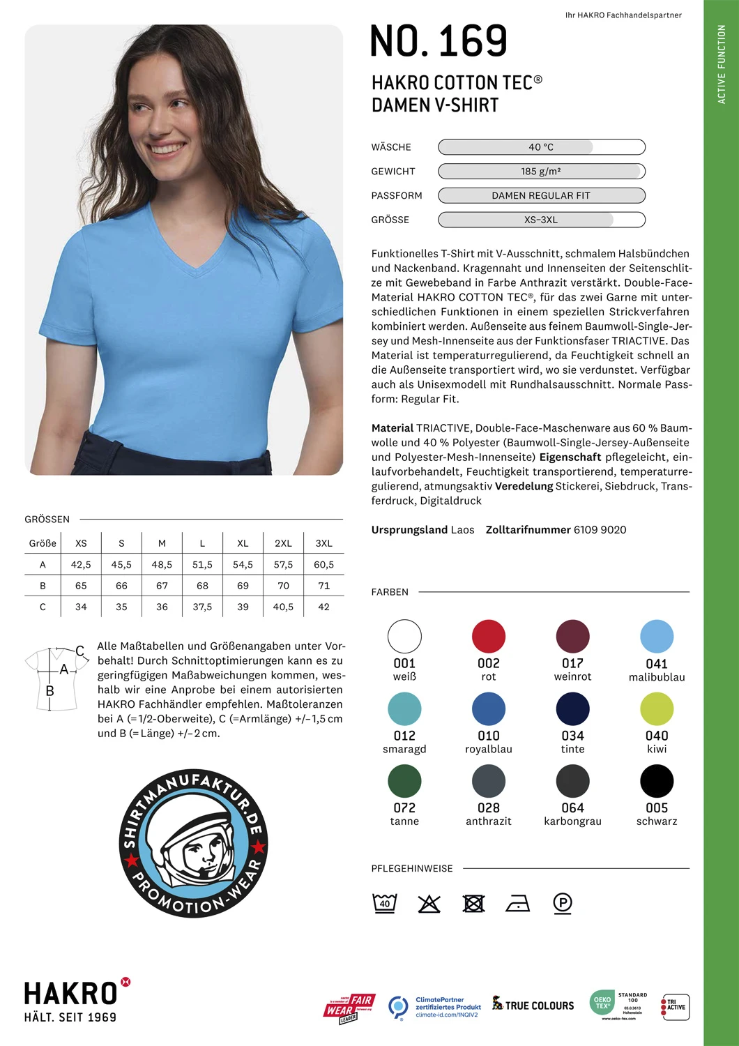 Hakro Ladies Cotton Tec V-Shirt