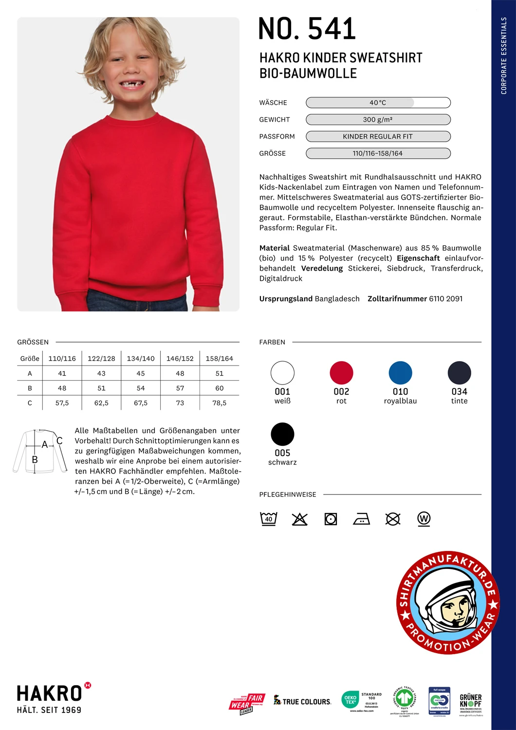 Hakro Kinder Sweatshirt Bio-Baumwolle
