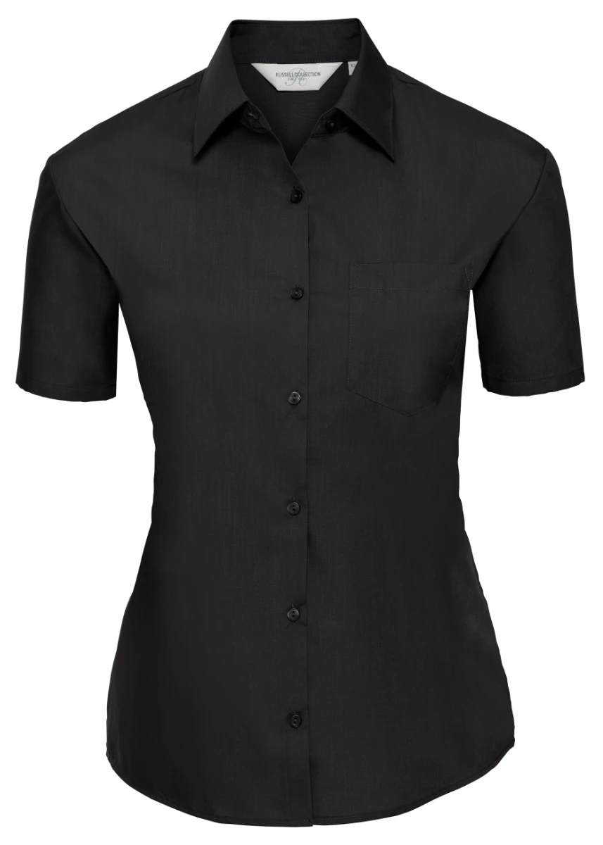 Russell Ladies Short Sleeve Poly-Cotton Poplin Blouse