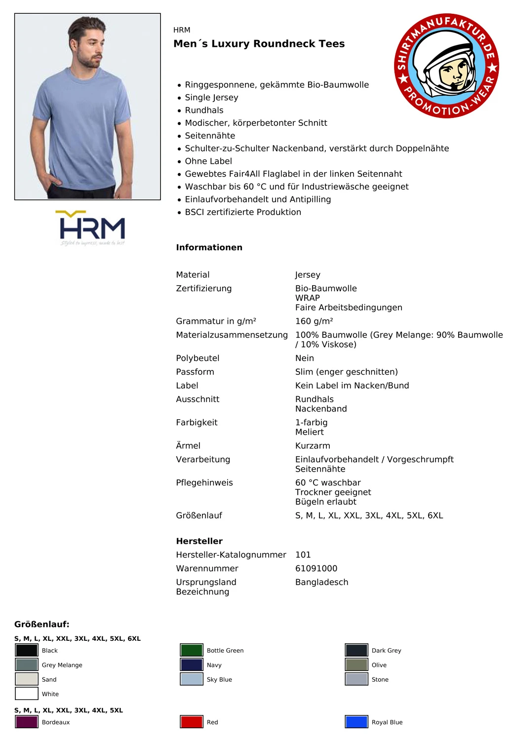 HRM Mens Luxury Tee