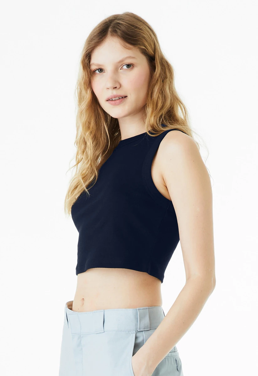 Bella Womens Micro Rib Muscle Crop Tank