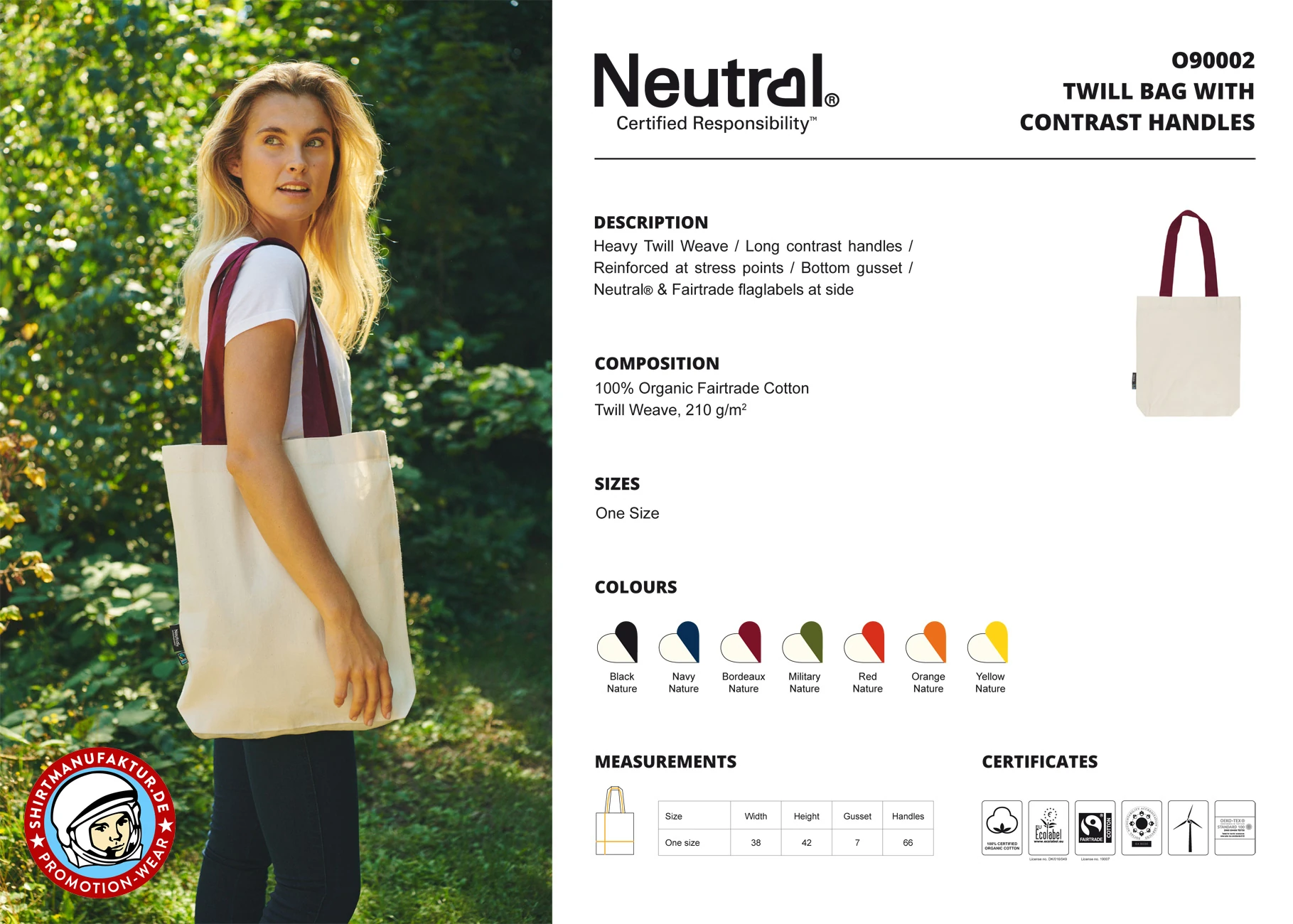 Neutral Twill Bag With Contrast Handles