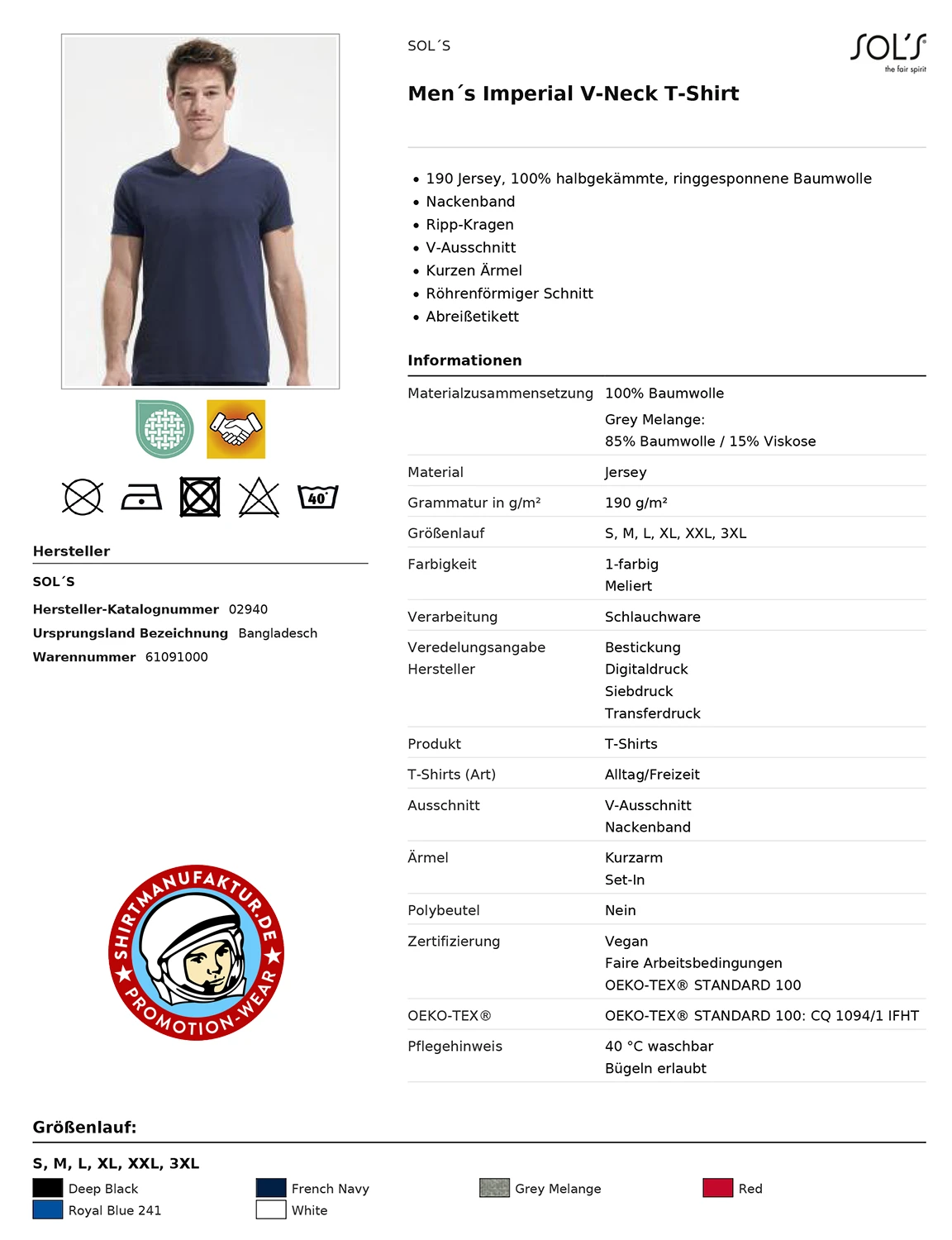 Sol's Imperial V-Neck T-Shirt