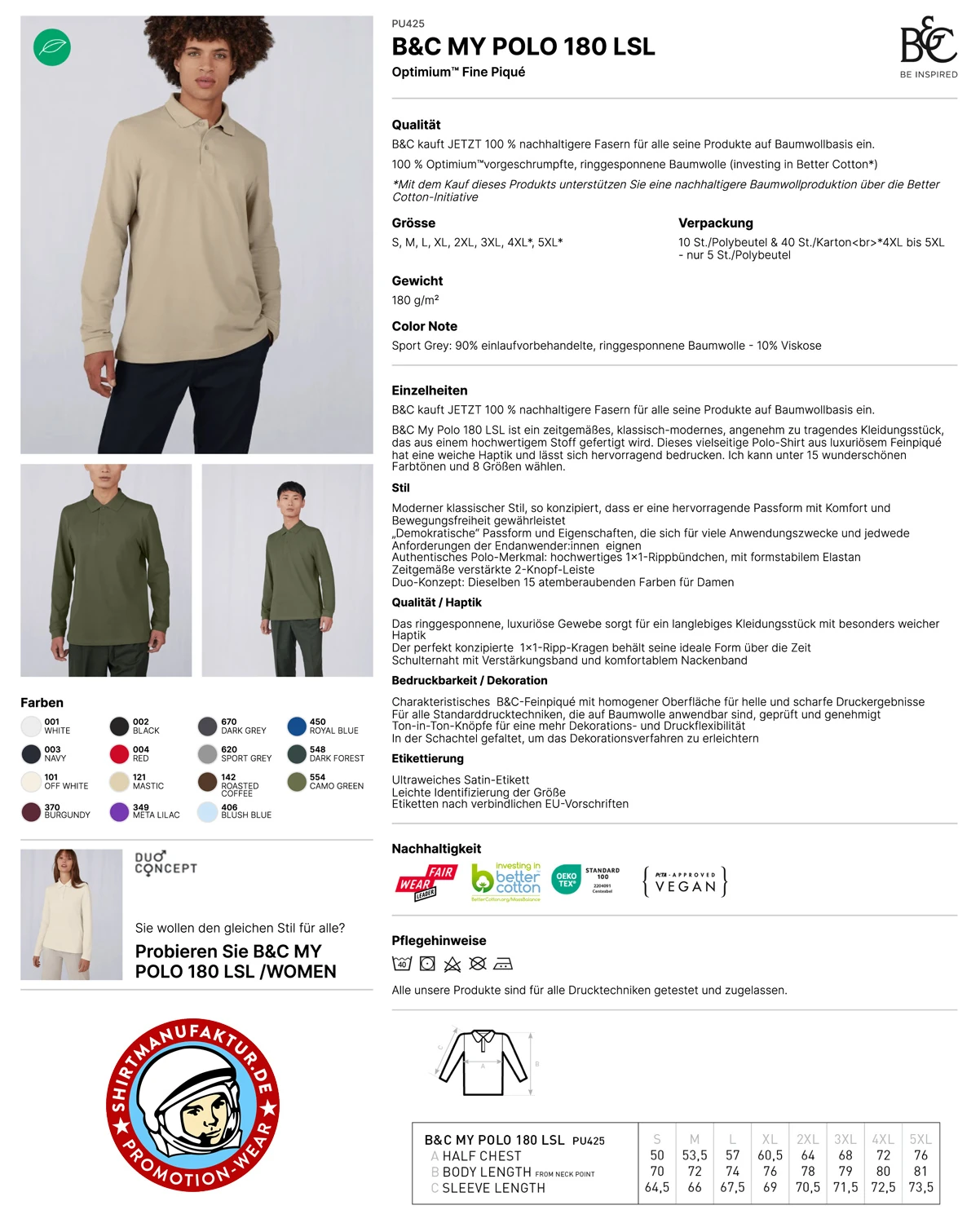 B&C My Polo 180 Longsleeve