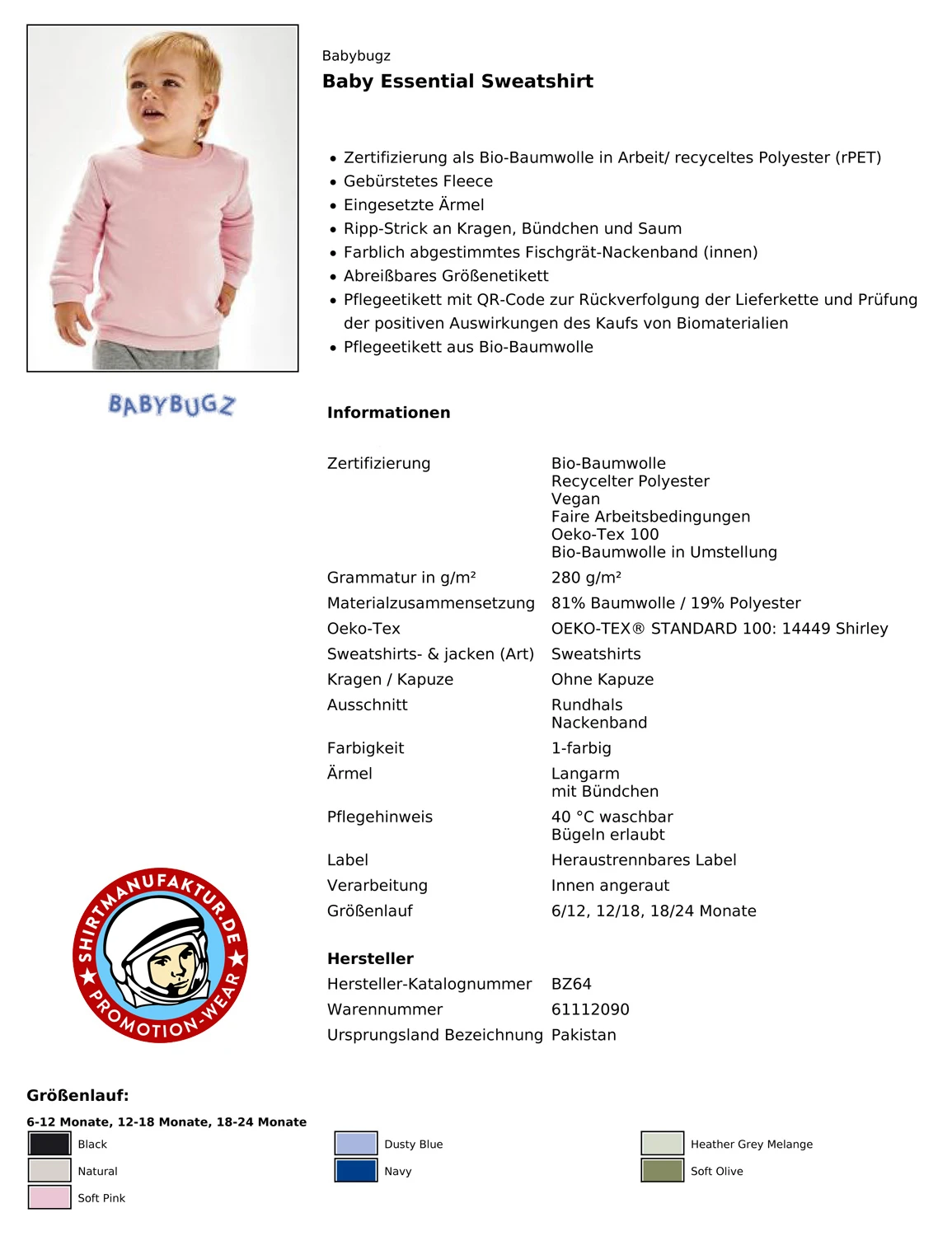 Babybugz Baby Essential Sweatshirt