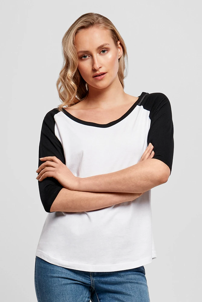 Build Your Brand Ladies 3/4 Contrast Raglan Tee