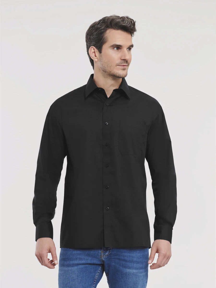 Russell Mens Poly-Cotton Longsleeve Poplin Shirt Russell Mens Poly-Cotton Longsleeve Poplin Shirt