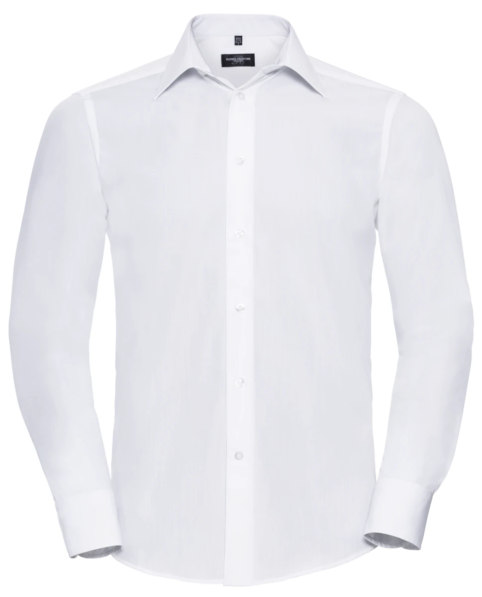 Russell Mens Poly-Cotton Tailored Longsleeve Poplin Shirt
