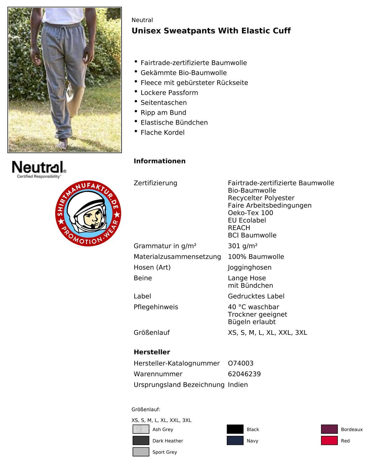 Neutral Unisex Sweatpants With Elastic Cuff