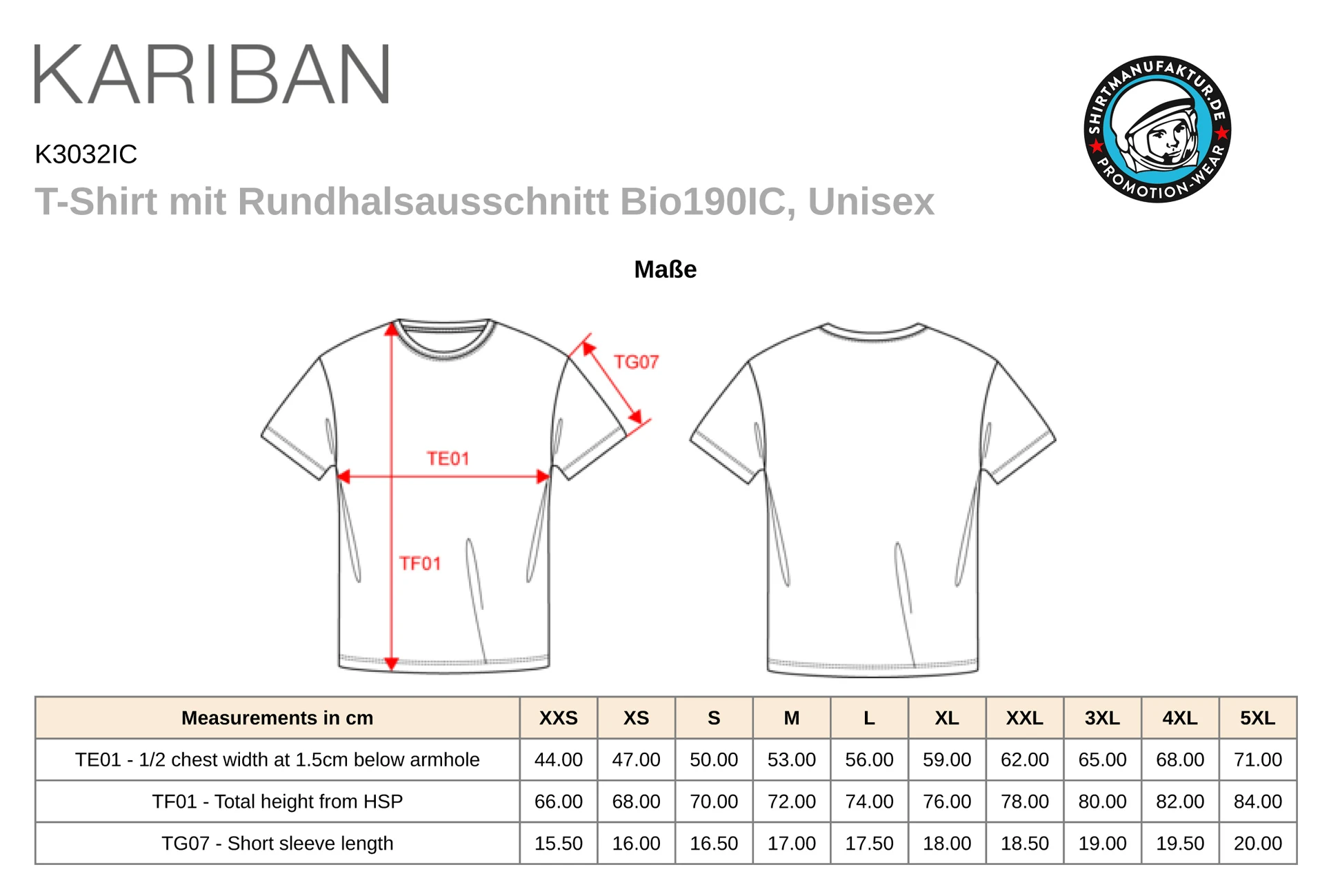 Kariban Organic T-Shirt 190 IC