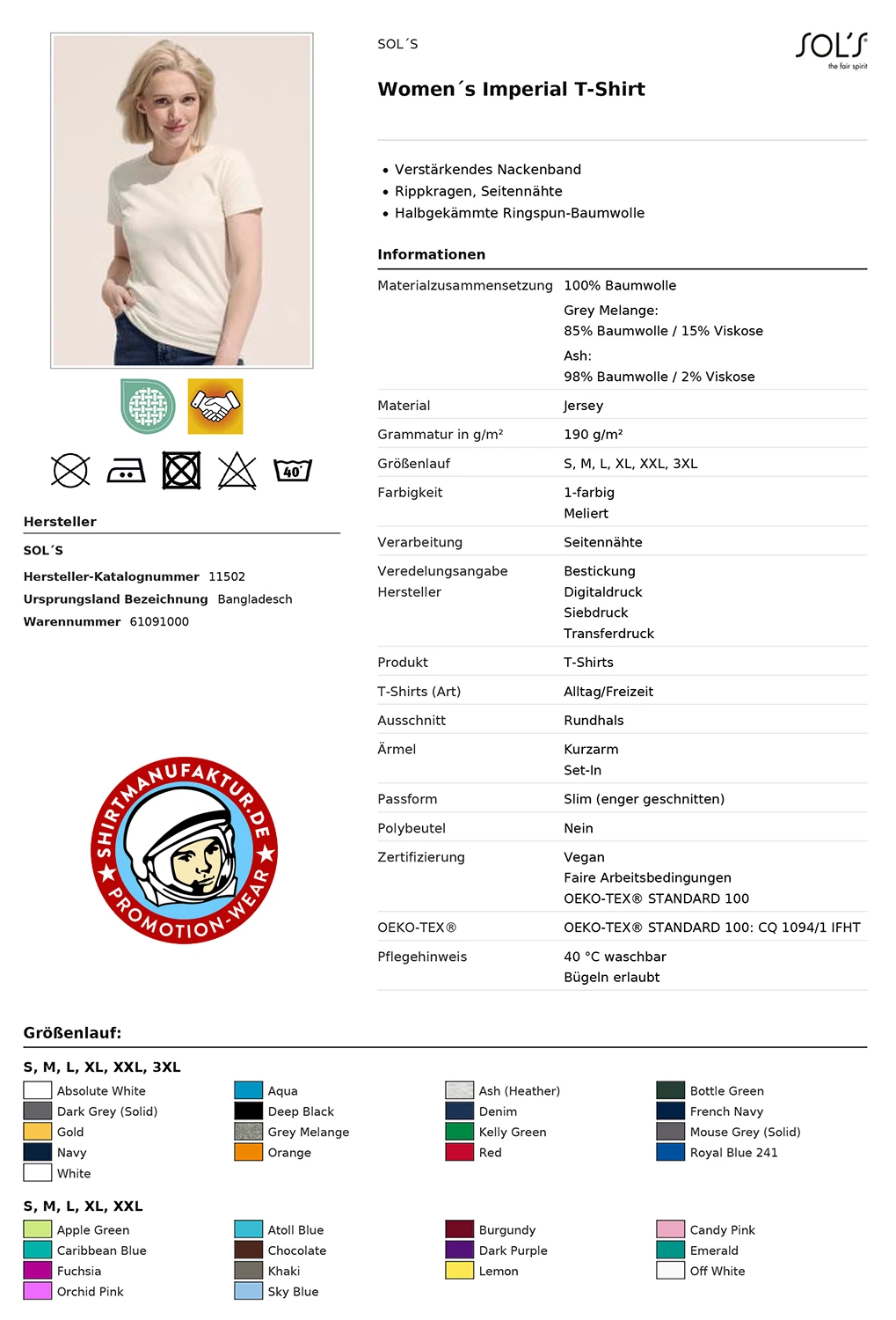 Sol's Womens Imperial T-Shirt