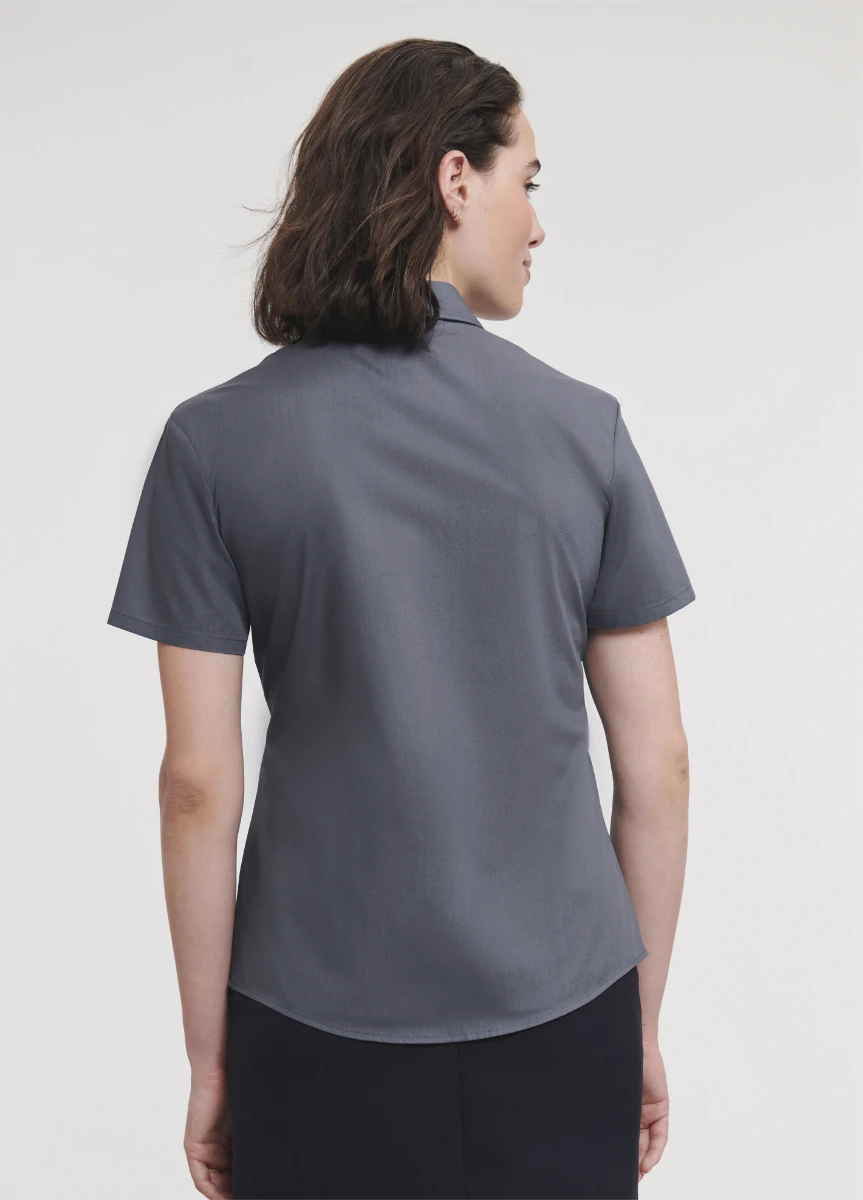 Russell Ladies Short Sleeve Poly-Cotton Poplin Blouse