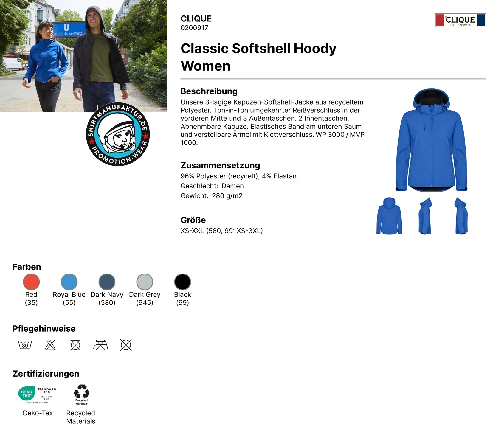 Clique Womens Classic Hoody Softshell