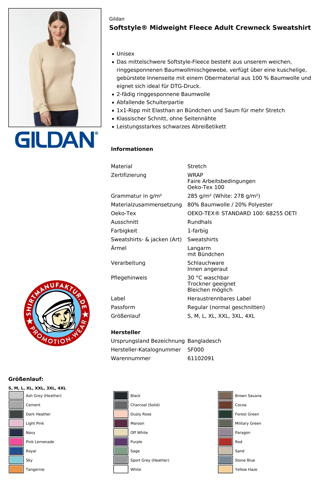 Gildan Softstyle Midweight Fleece Sweatshirt