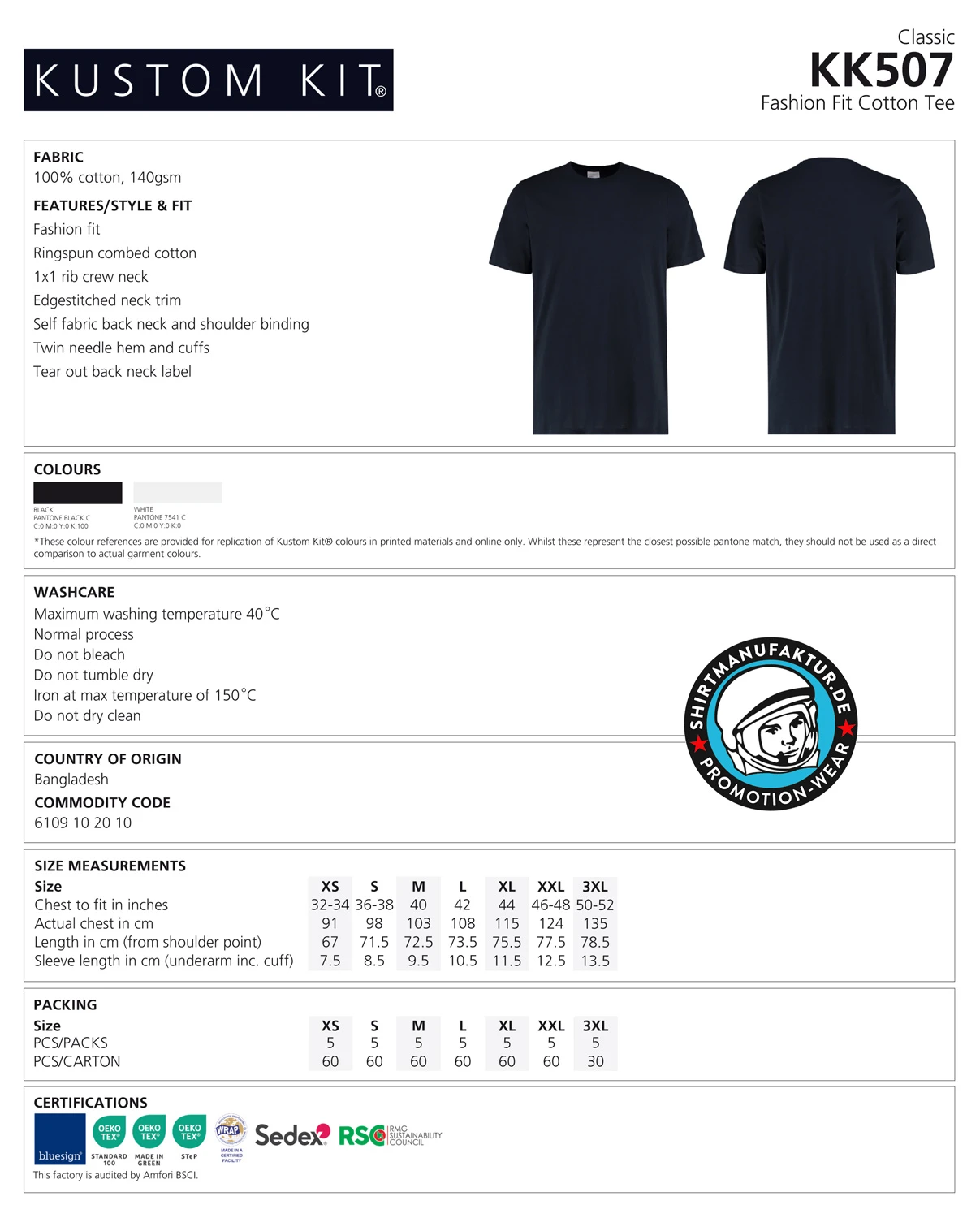 Kustom Kit Fashion Fit Cotton Tee