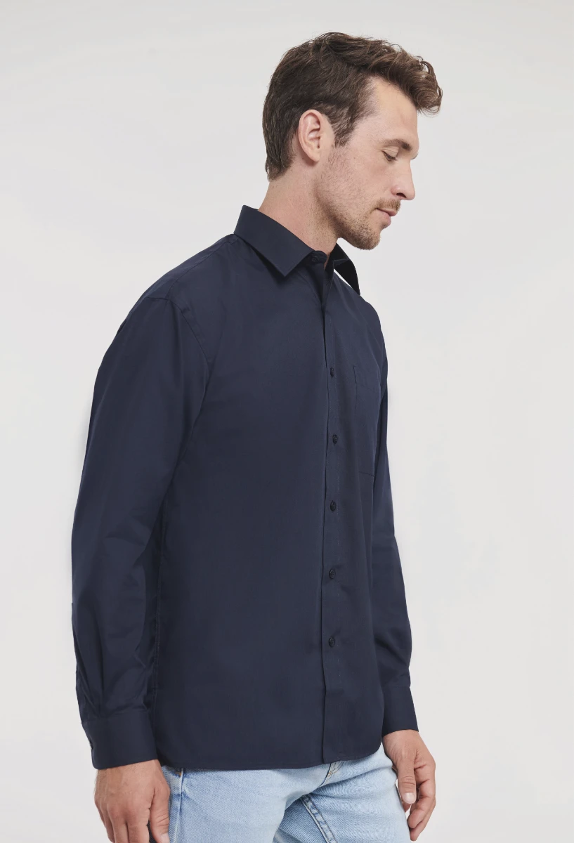 Russell Mens Poly-Cotton Longsleeve Poplin Shirt Russell Mens Poly-Cotton Longsleeve Poplin Shirt